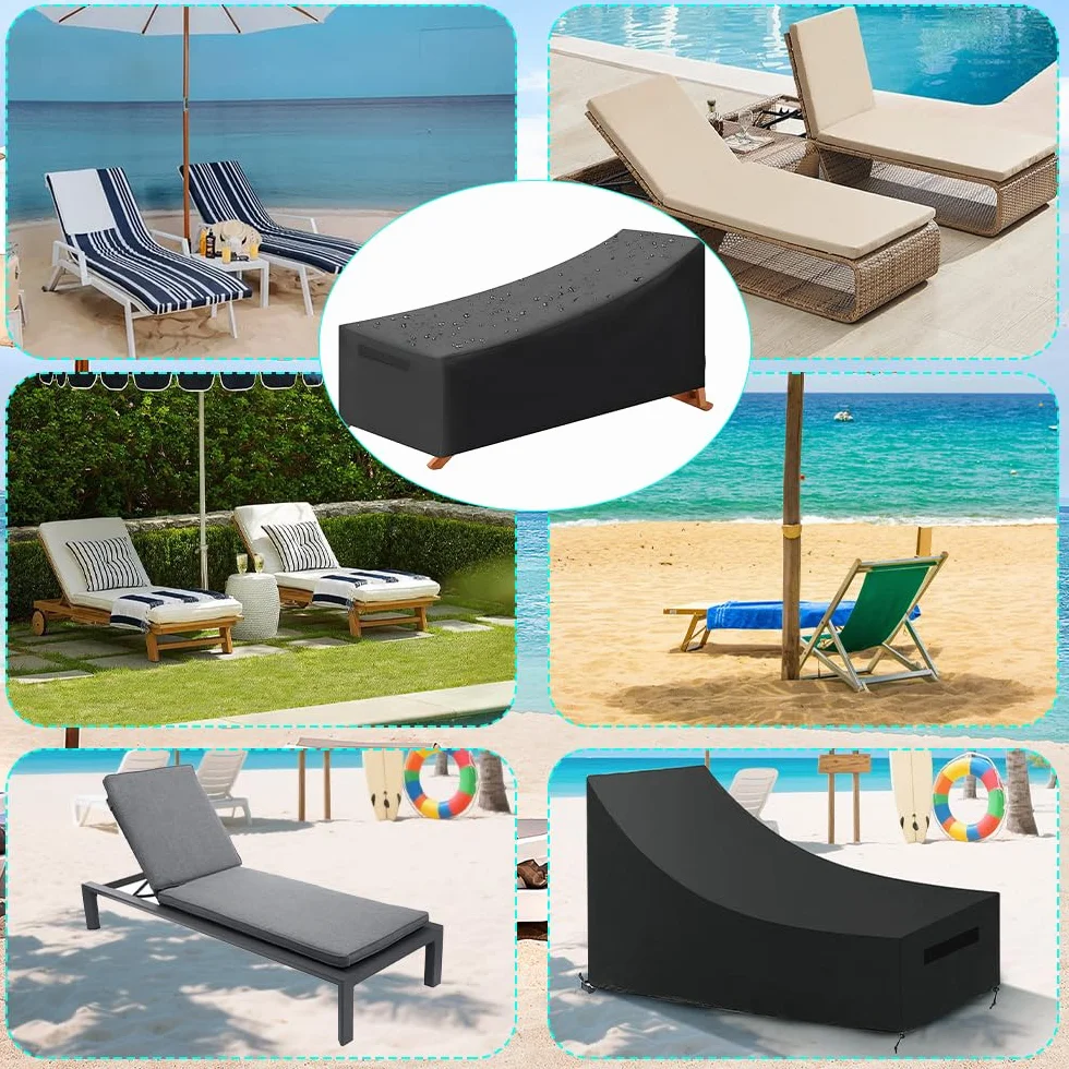 420D Tissu Oxford Housse de Protection pour Transat Bain de Soleil, 210 x 75 x 40/80 cm, Imperméable Anti-Poussière Anti-UV