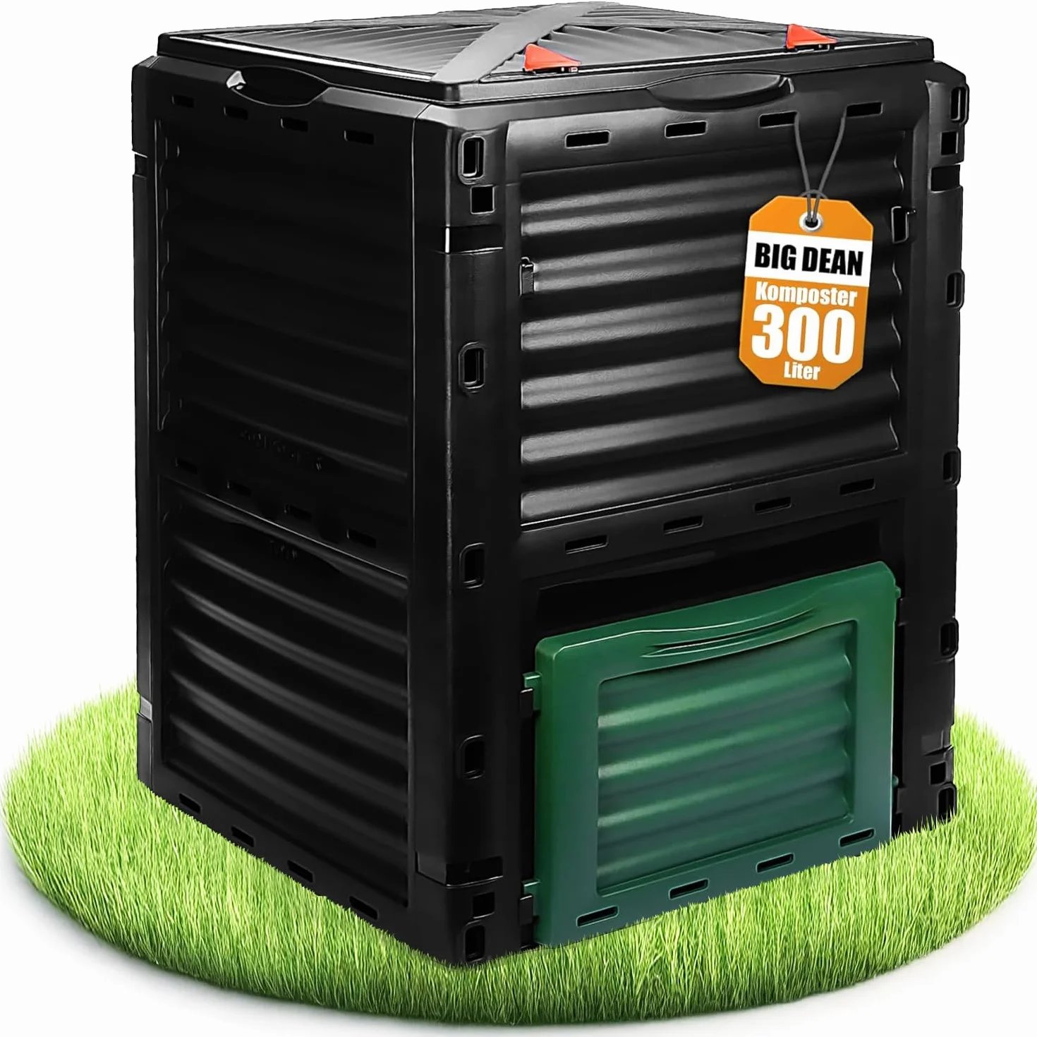BigDean Composteur jardin 300 litres plastique résistant intempéries fabriqué Europe