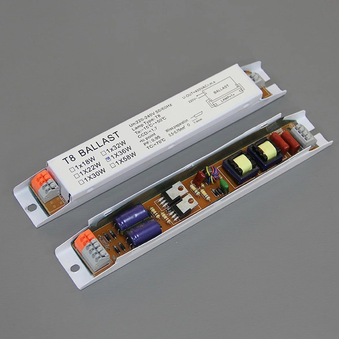 Gorise Ballast électronique pour lampe fluorescente T8 220-240 V CA 2 x 58 W, tension large