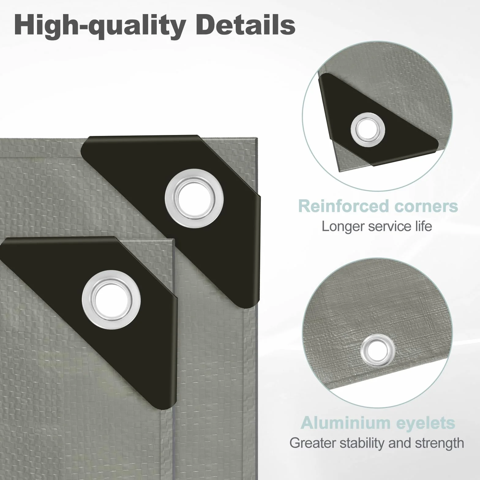 WOLTU Bâche de Protection en PE 280g/m², 4x4 m, Housse de Protection Étanche pour Bois, avec Œillets Muiti-Usage, Gris