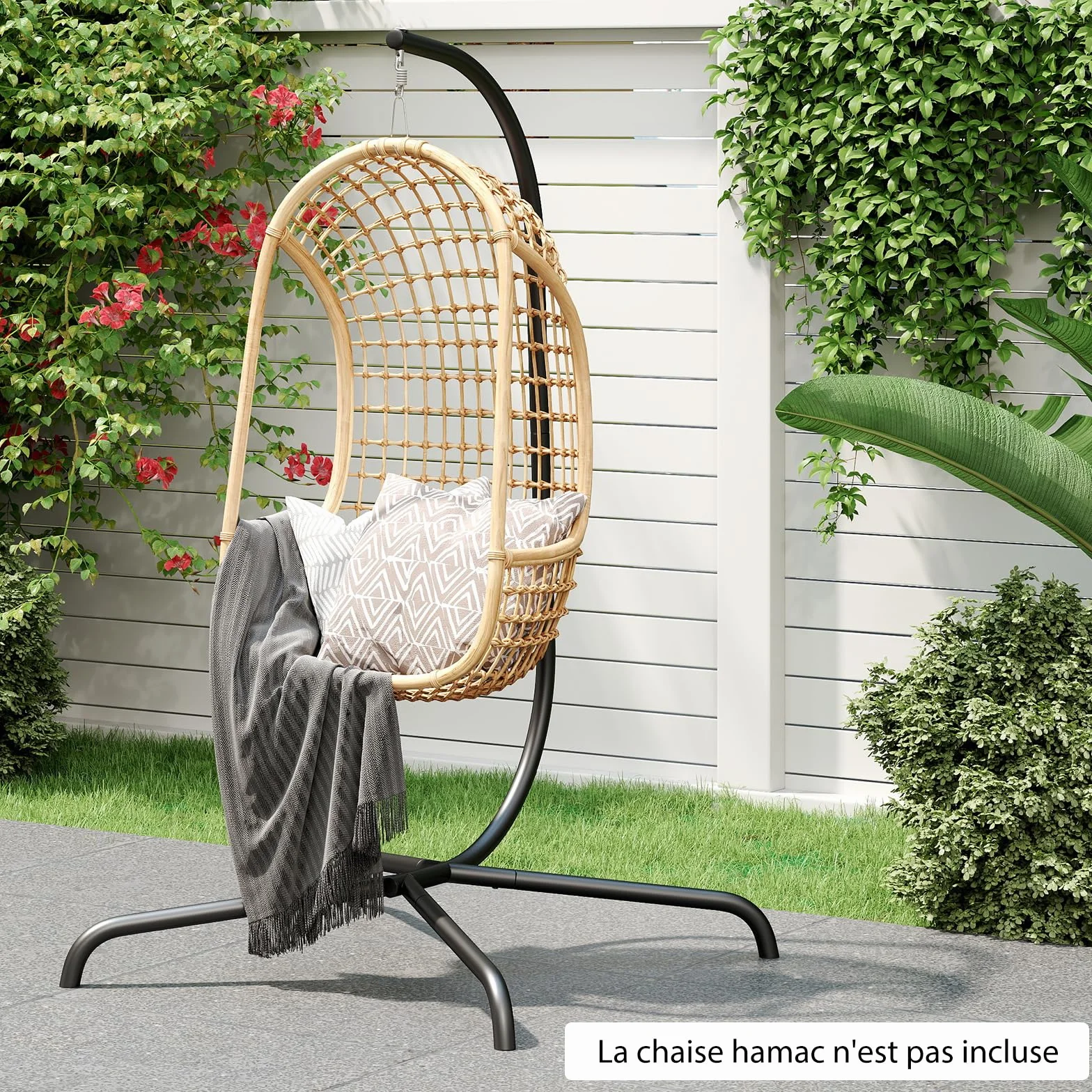 COSTWAY Hamac en Métal 1 Place avec Support, Rotation à 360°, Charge 180 kg, 106x105x197 cm