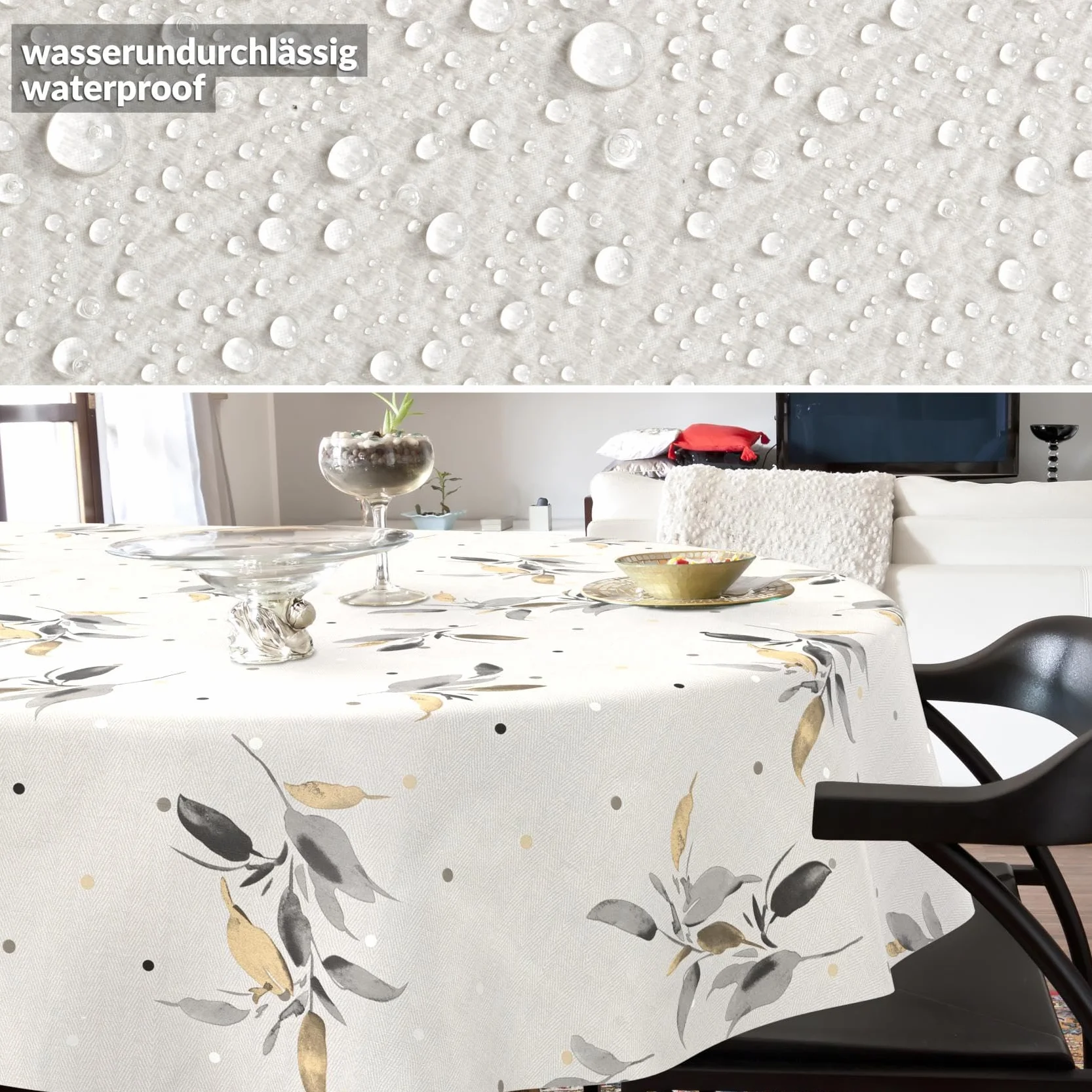 Nappe en Toile cirée Lavable Imperméable Effet Lotus pour Table de Jardin Ovale 180 x 140 cm