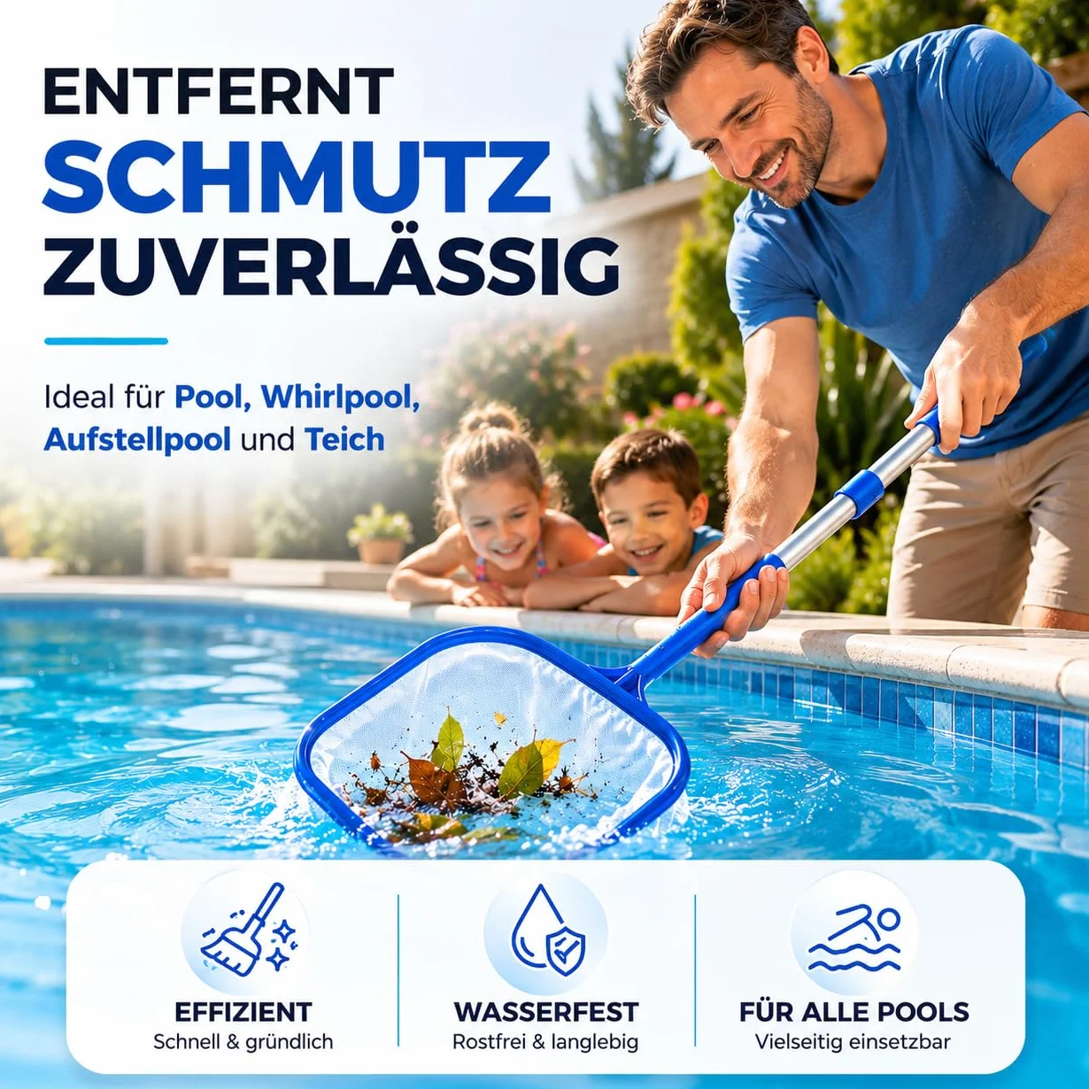 Épuisette de piscine avec manche télescopique 105 cm – pour piscine et étang, Bestway