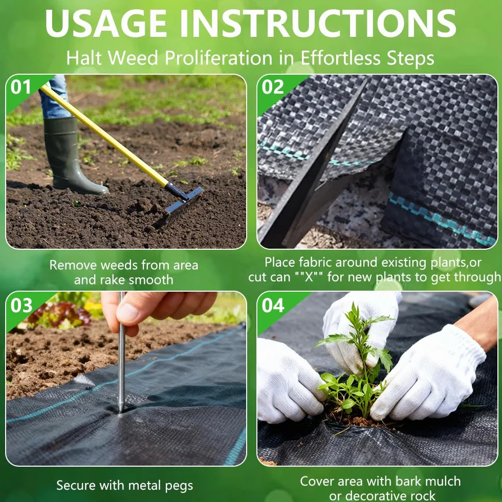 Toile de Paillage 10M Anti Mauvaises Herbes Jardin, Bache Geotextile Anti Racine