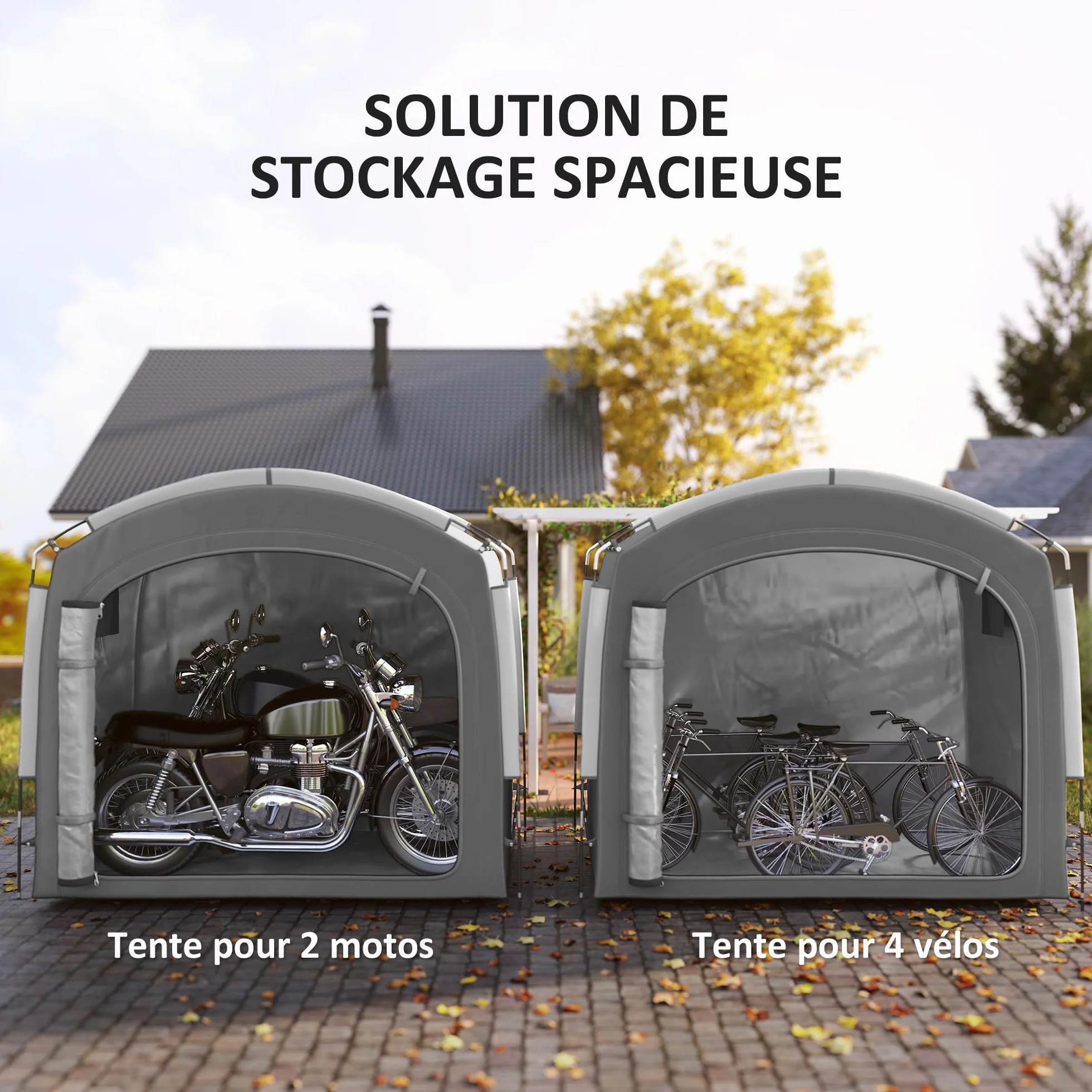 Outsunny Tente de vélo extérieur abri portable 3-4 vélos Jardin 220x150x195 cm Gris foncé
