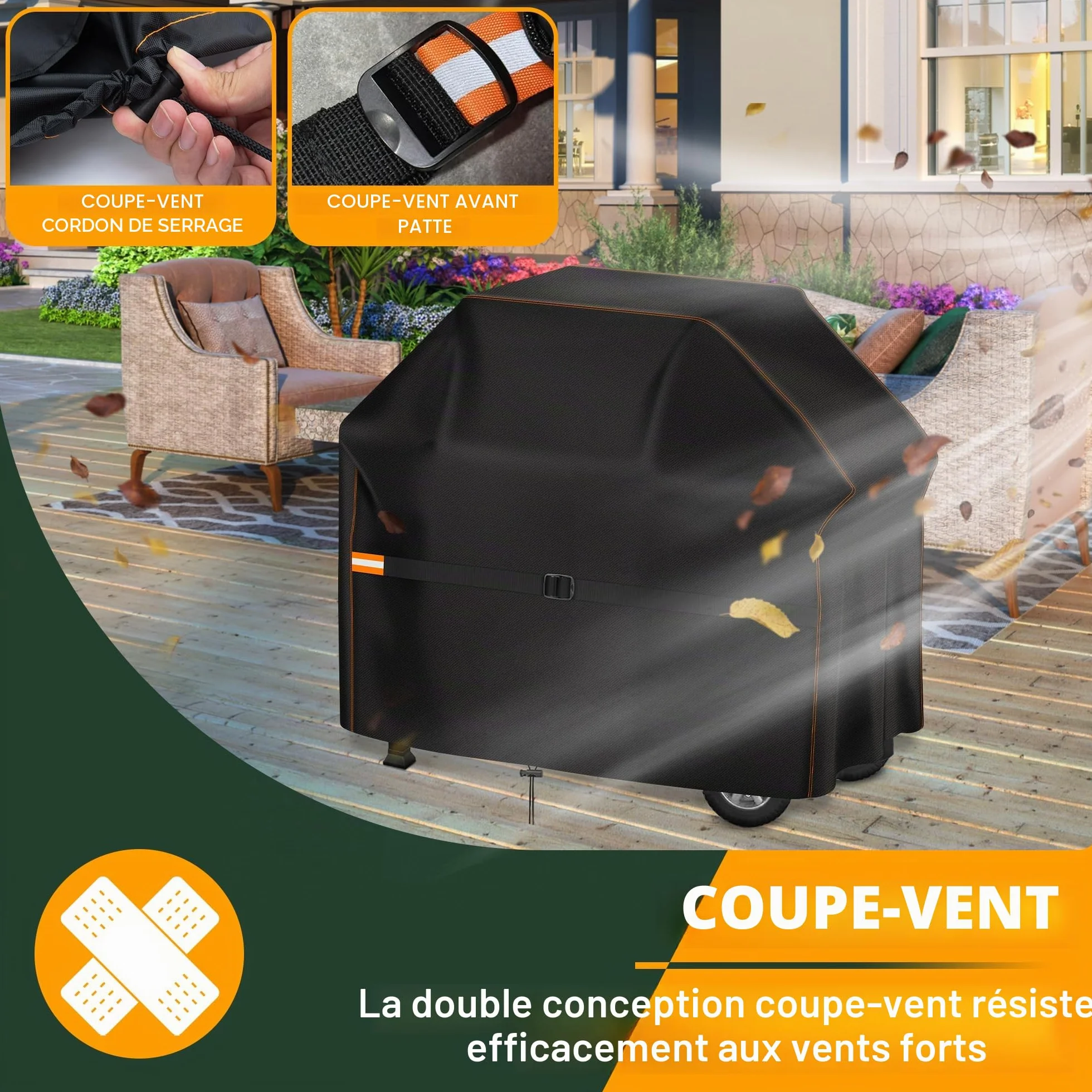 Enzeno Housse de Barbecue résistante aux intempéries 147 x 61 x 122 cm Noir