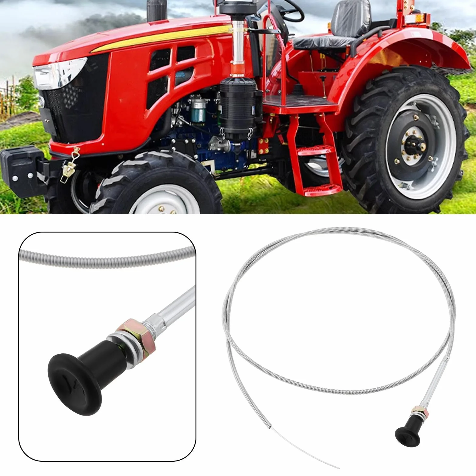 Câble de Commande Starter Universel 160 cm 50 mm Course pour Tracteurs de Pelouse Go-Karts