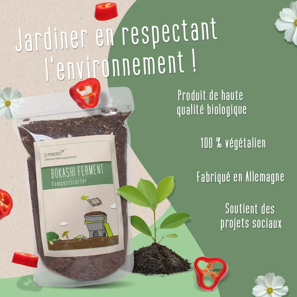 Bokashi activateur de Compost 3 kg Qualité Biologique - Aide Fermentation Seau Compost - 100% végétalien Naturel Micro-organismes Efficace