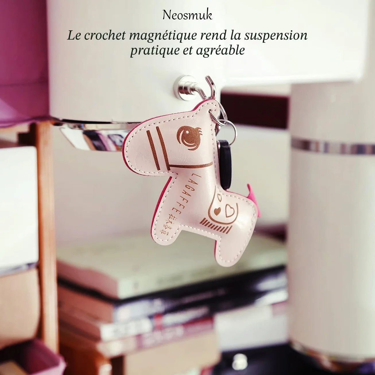 Neosmuk – Lot de 10 crochets magnétiques extra puissants 10 kg avec crochet pour réfrigérateur, crochet robuste pour plafond, petit crochet magnétique pour camionnette, mur (blanc)