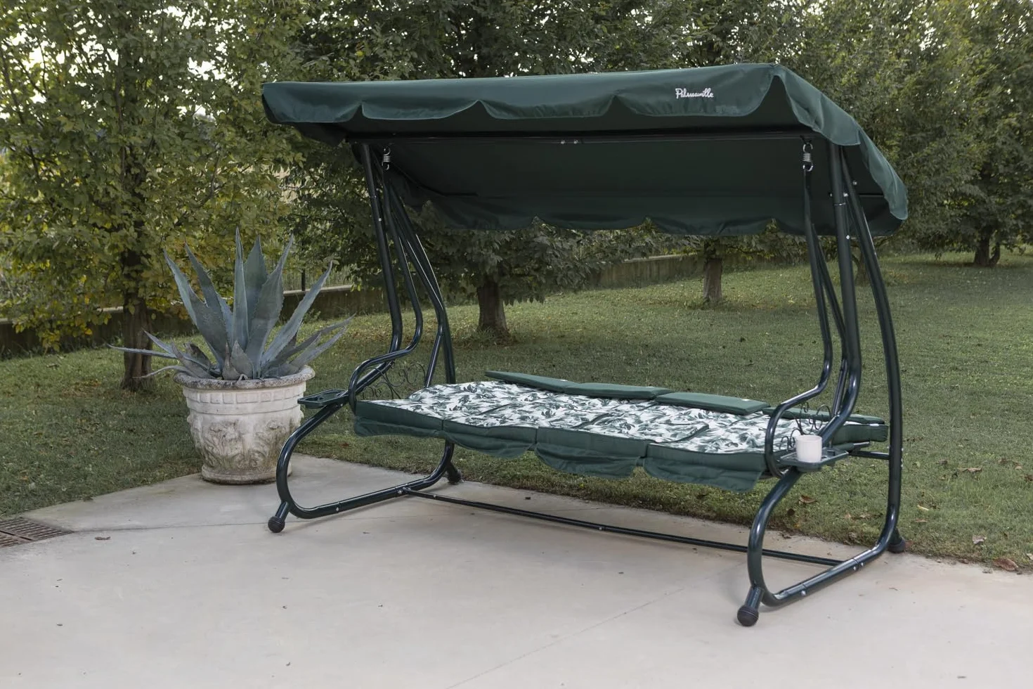 SIEDITI FUORI E DENTRO Mizar Balancelle de Jardin 4 Places inclinable avec Fonction lit et auvent réglable Vert bégonia