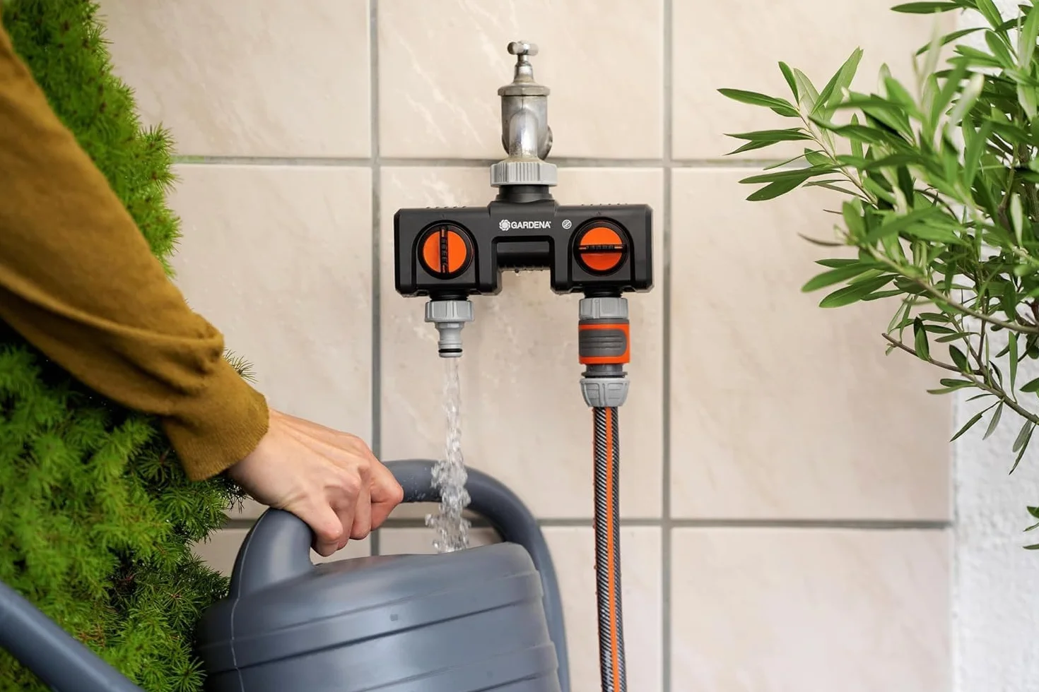 GARDENA Distributeur 2 voies 8193-20, raccord robinet, débit réglable et verrouillable