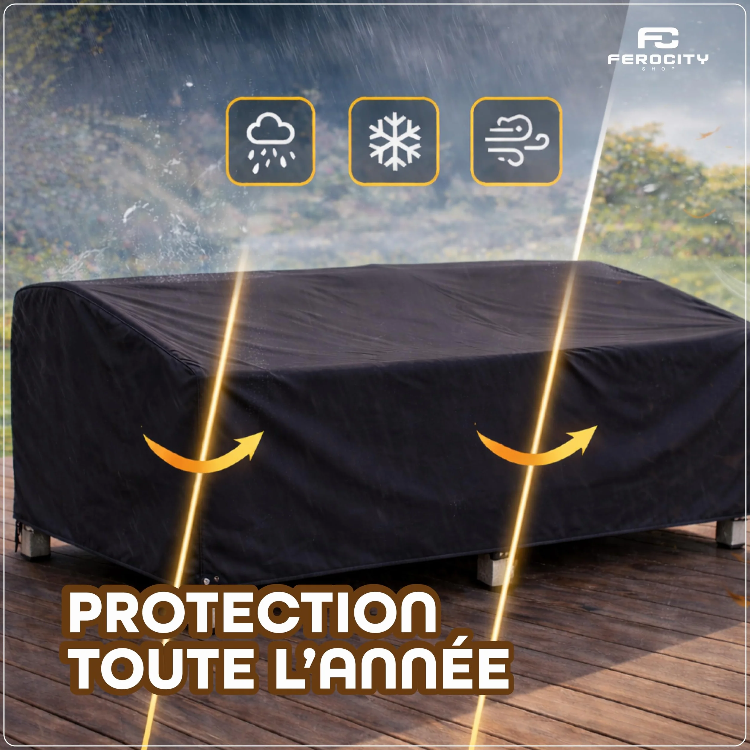 Housse de protection sur mesure pour banc de jardin respirante coupe-vent 2/3/4 places robuste