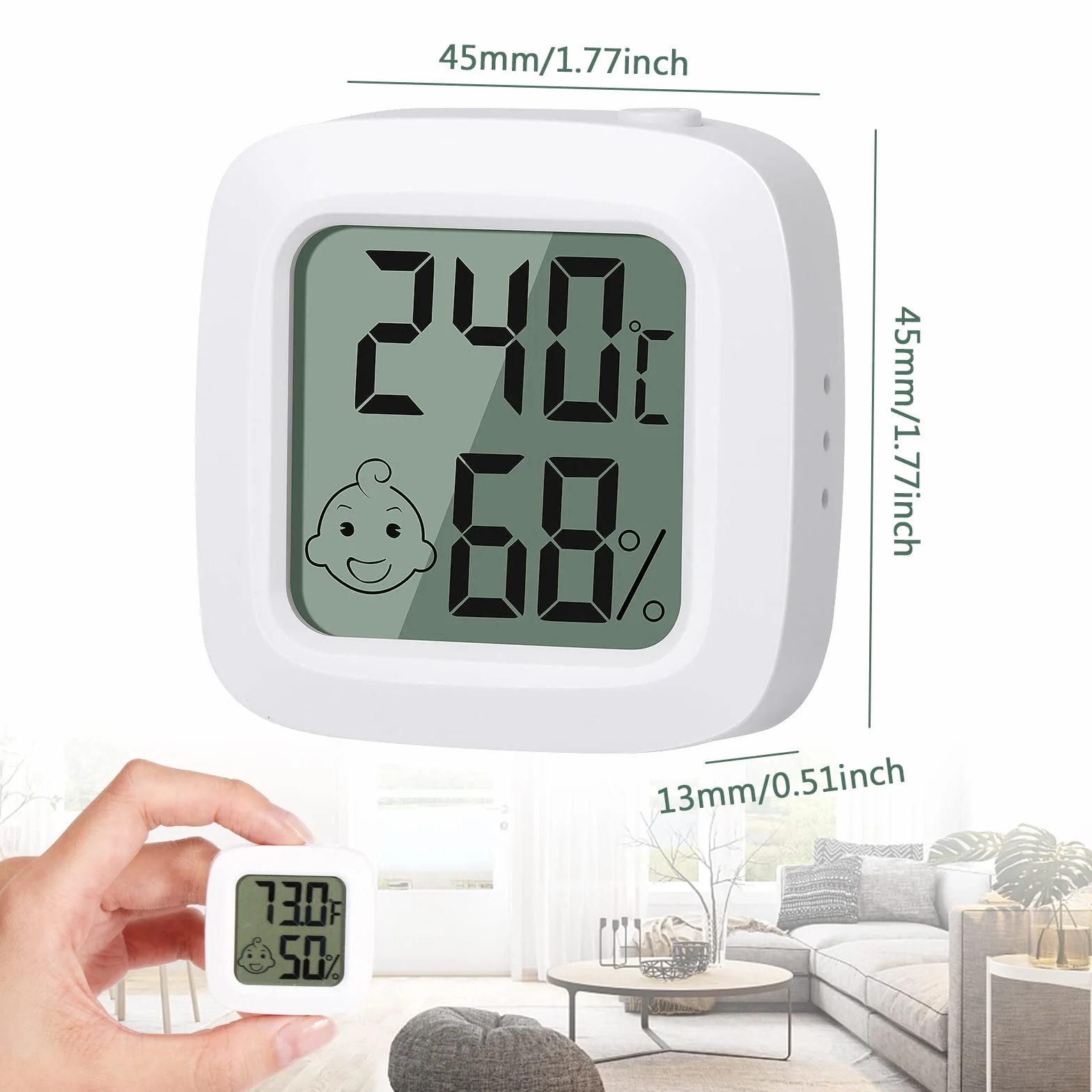 Vinabo Thermomètre Hygromètre Numérique Intérieur Haute Précision avec Indicateur de Confort 2 Pièces