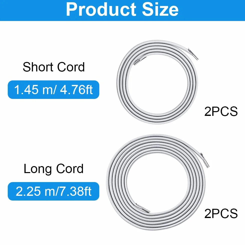 OFFCUP Corde Remplacement élastiques Universelle, 4Pcs Lacets Elastiques pour Chaise Longue Pliante (Gris)