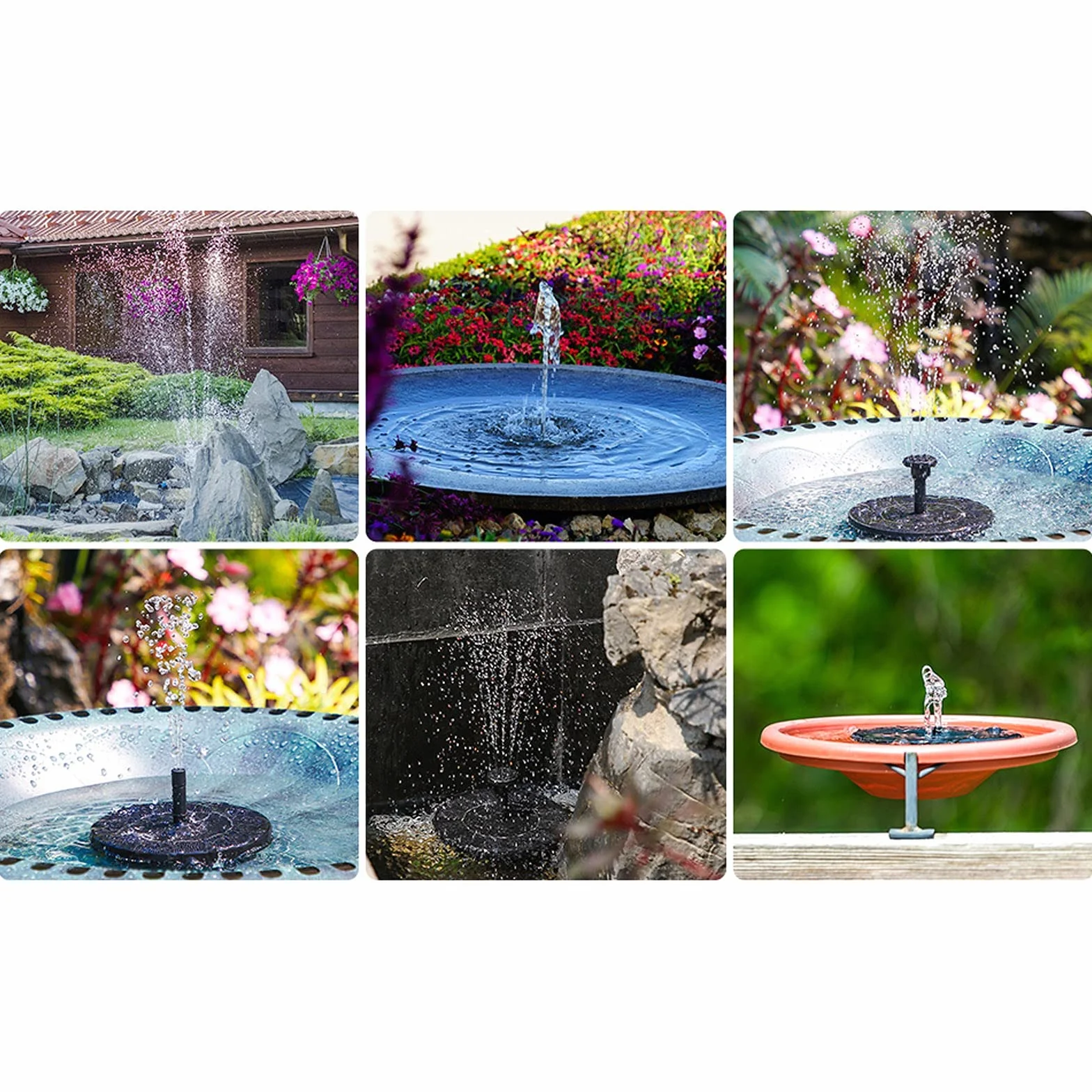 Fontaine Solaire Jet d'Eau Flottant Pompe Extérieure pour Bassin Jardin Piscine