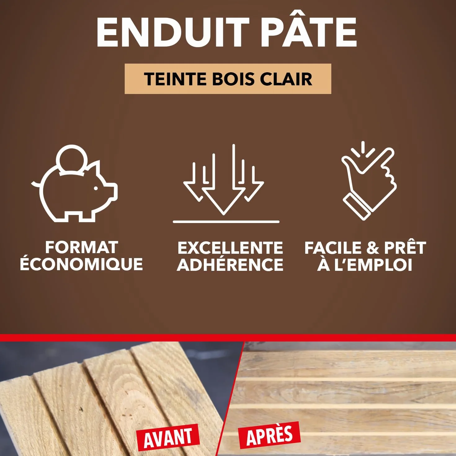 SINTO - Reboucher les gros trous - Mastic - Prêt à l'emploi - Poncer et peindre - Intérieur et extérieur - S'utilise comme un mastic - Ne se fissure pas - Technique professionnelle - 2 Kg
