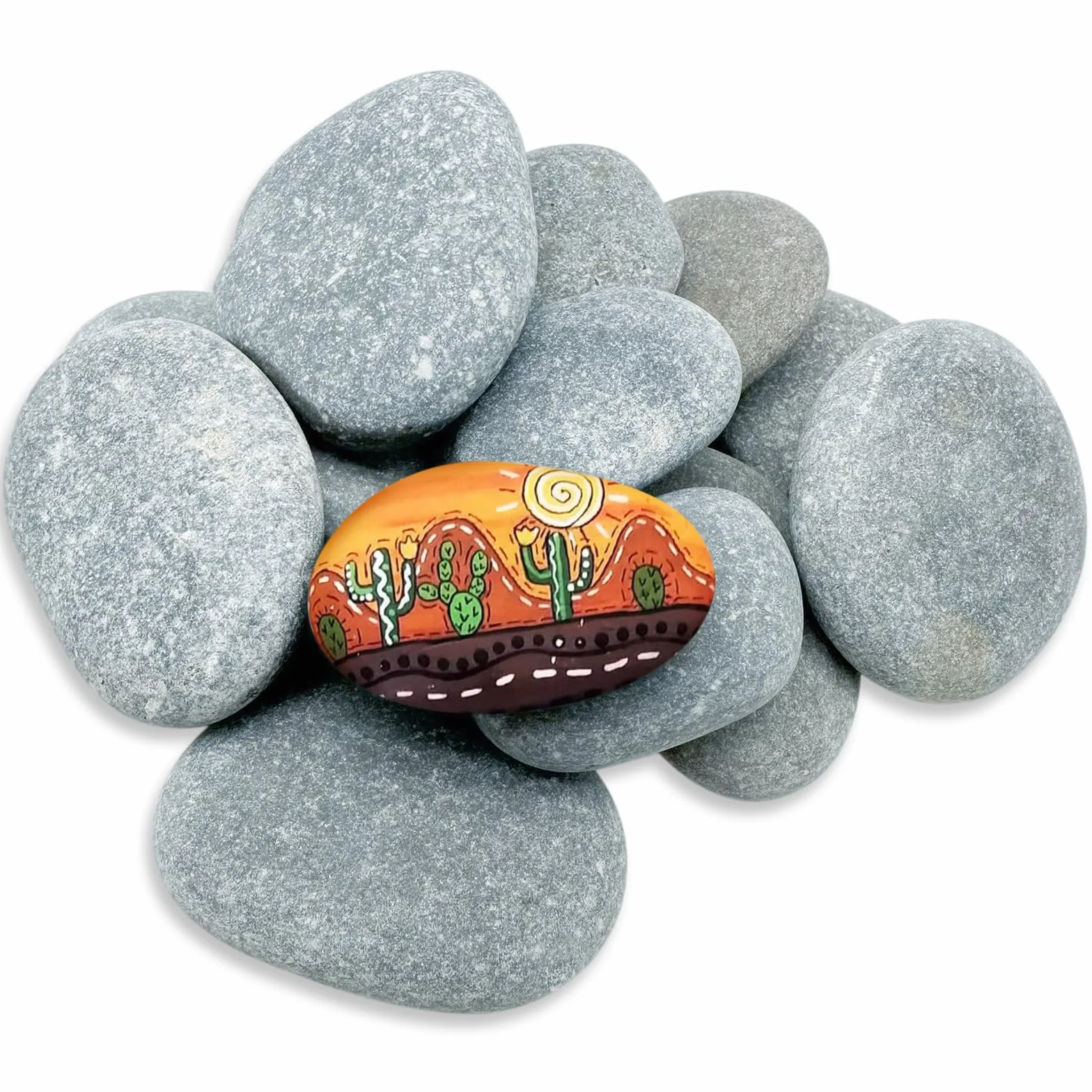 NEUSID 14 Pièces Galets à Peindre 5-7 cm Pierres Naturelles Lisses pour Décoration Jardin Aquarium