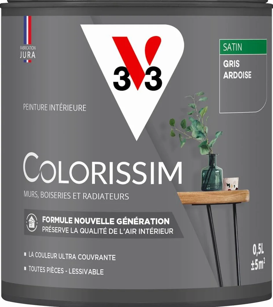 V33 Peinture multi-supports Colorissim® Gris ardoise satin 0,5L