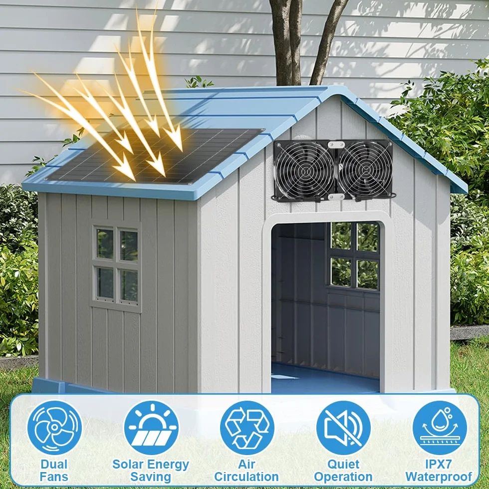 NAVESO Ventilateur Solaire 15W Extracteur d'air Solaire Double pour Camping-Cars Serres