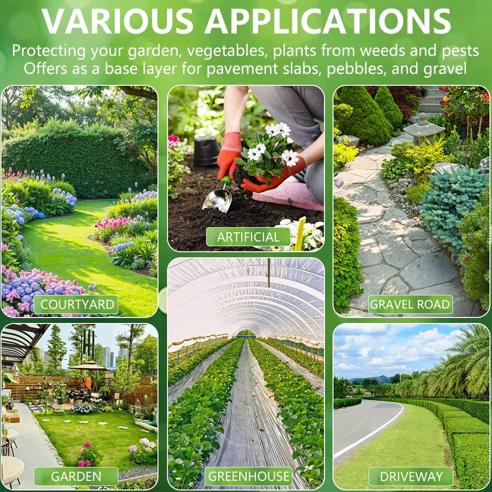 Toile de Paillage 10M Anti Mauvaises Herbes Jardin, Bache Geotextile Anti Racine