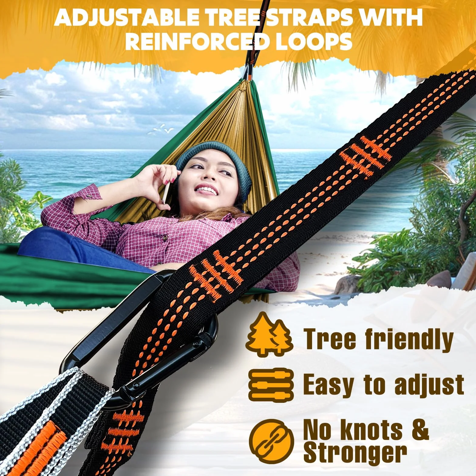 NATUREFUN Hamac Ultra-léger de Voyage Camping 300 kg Capacité de Charge 275 x 140 cm Nylon à Parachute