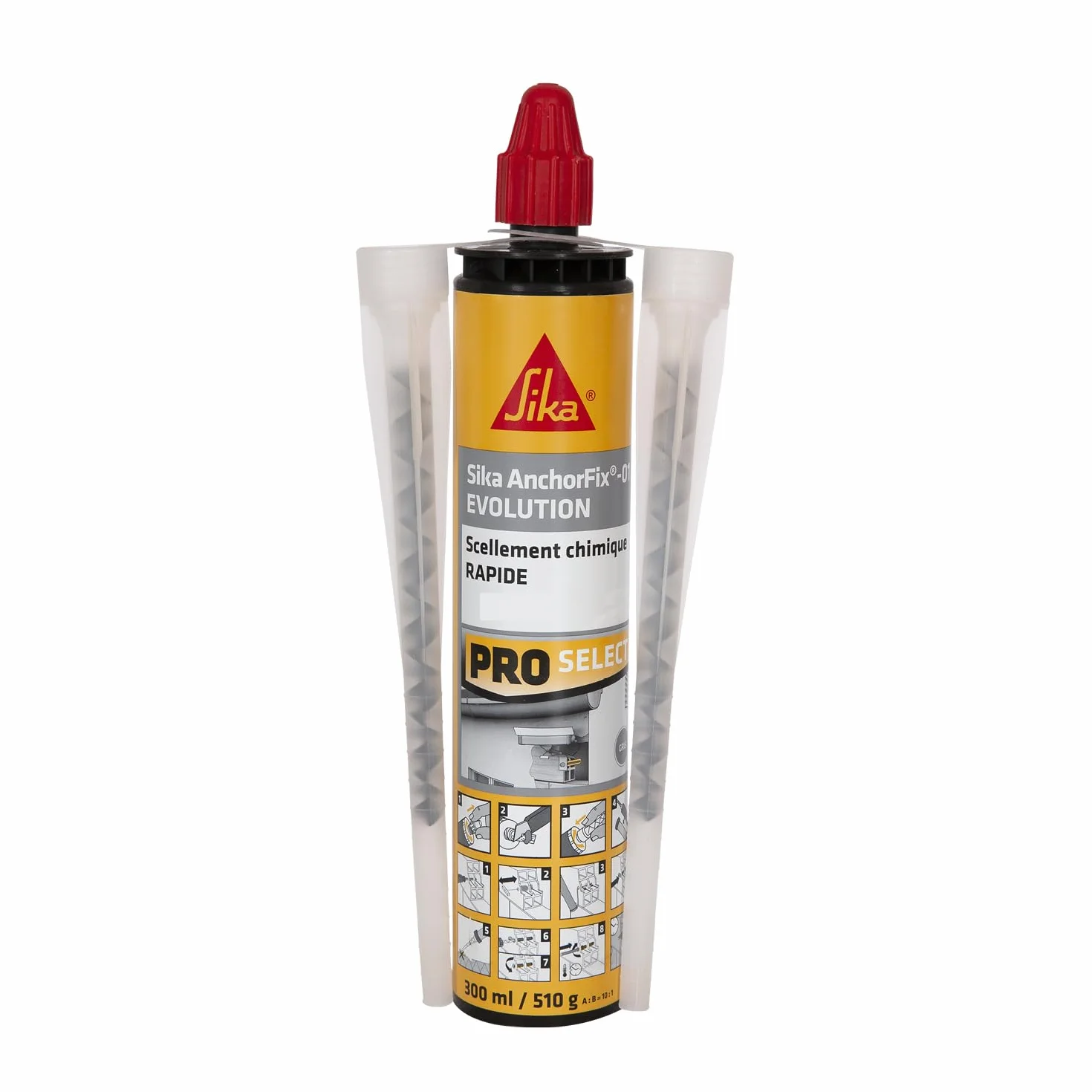 SIKA - Scellement chimique - Sika Anchorfix 01 Evolution Ton Pierre - Prise rapide - Int/Ext - Multi-matériaux - Fixation d'objets lourds - Scelle store, volet, portail, chauffe-eau, radiateur - 300ml