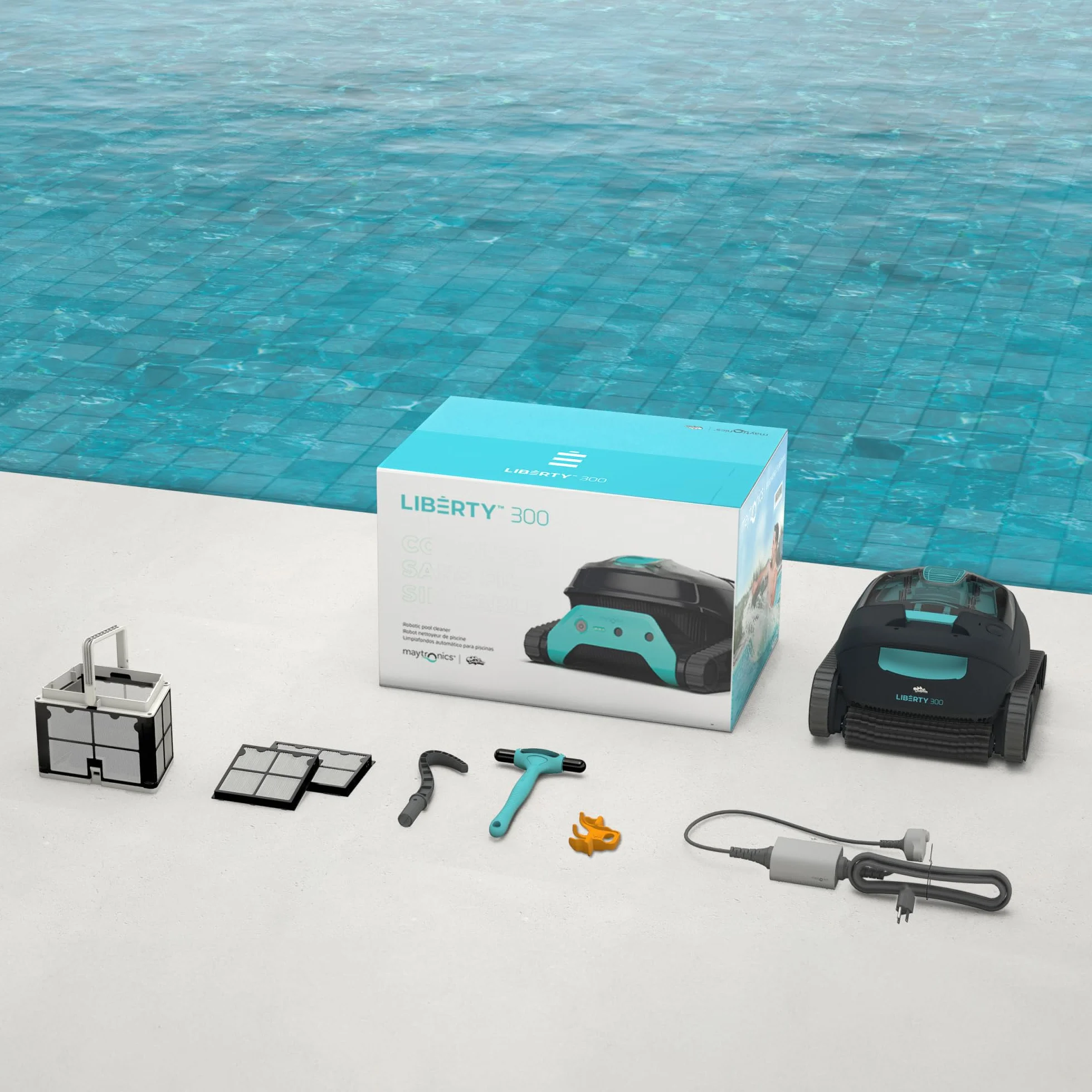 Dolphin Liberty 300 Robot Piscine sans Fil, Fond et Parois, Filtration Ultra-Fine, 150Min Autonomie, pour Piscines Jusqu'à 10m