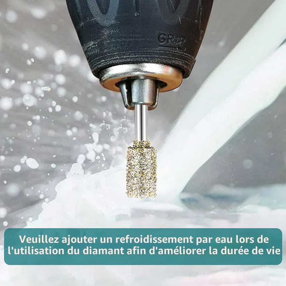 Fraise Diamant, Lot de 20 Fraises Diamantées Tige 1/8" Compatible avec Dremel pour Sculpture Gravure Meulage Polissage de Pierre, Roche, Verre, Céramique