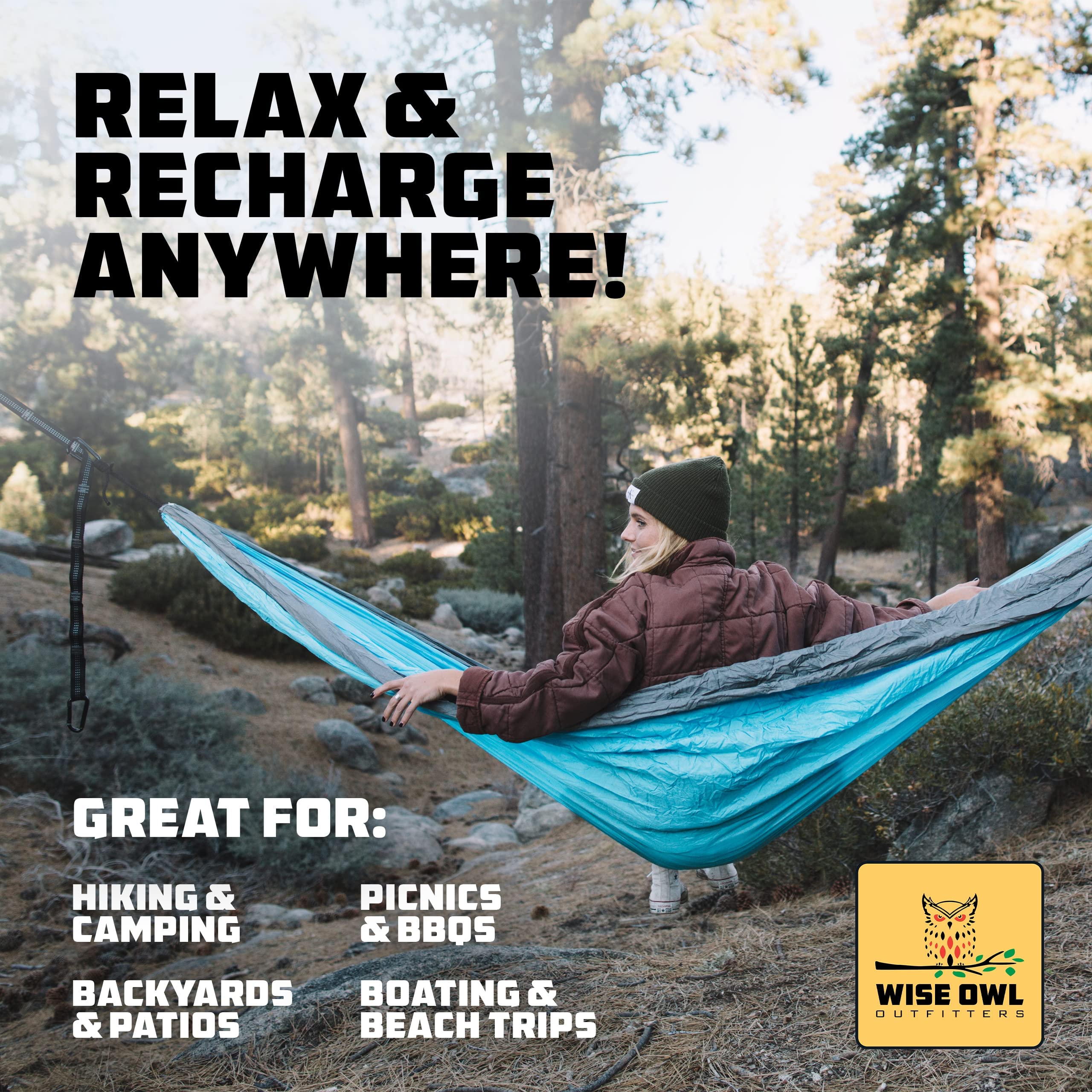 Durable Outdoor Hammock with Tree Straps (Single or Double)
