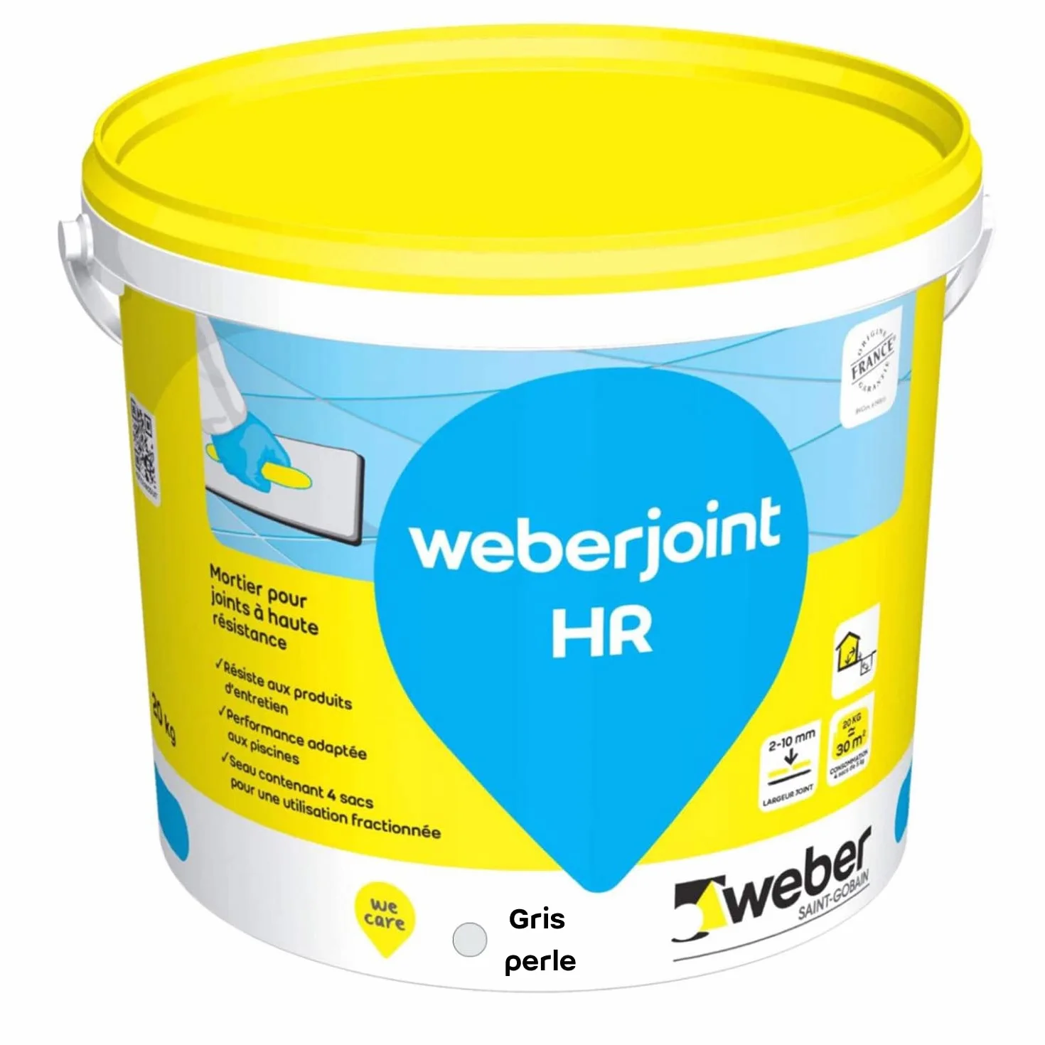Joint de carrelage adapté piscine,20kg, gris perle, Haute Résistance, WEBERJOINT HR, WEBER