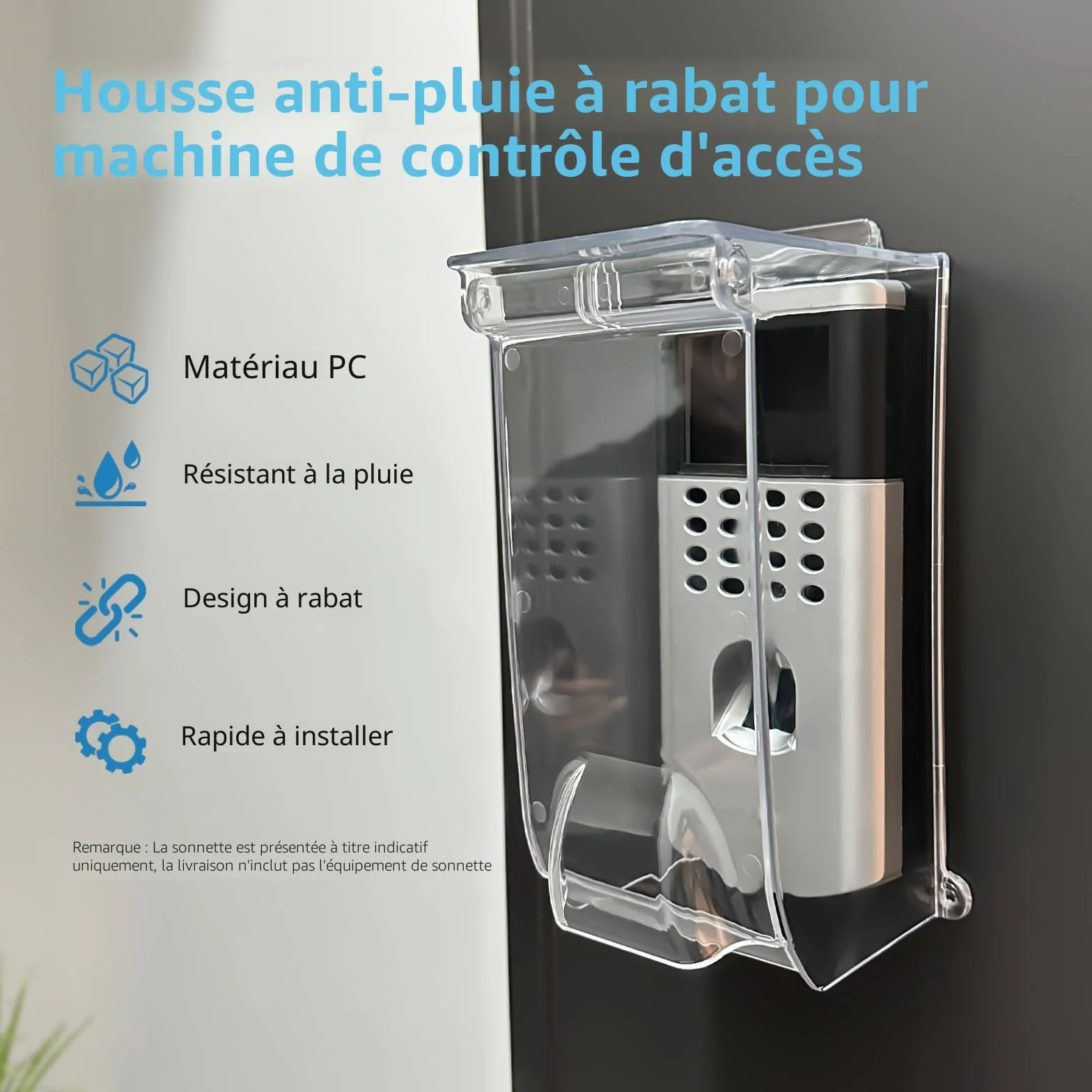 Couvercle à rabat transparent pour sonnette de porte, protection contre la pluie, compatible Ring