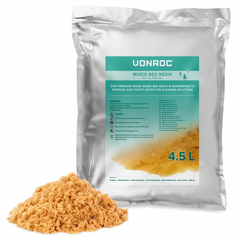 VONROC Kit de Filtre à Eau Pure avec Tuyau 20 m, Résine 4,5L, Compteur TDS