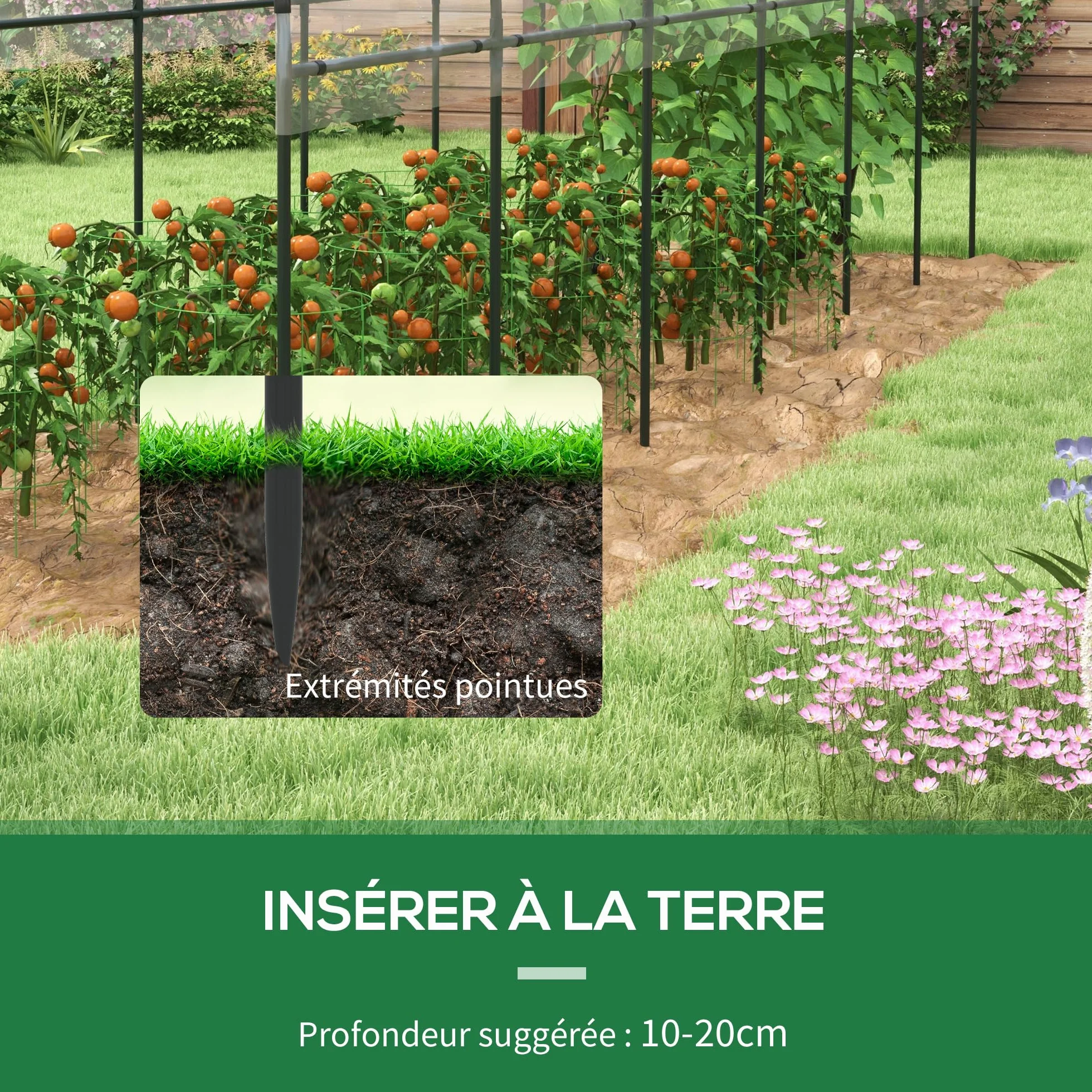 Outsunny Serre de Jardin 600 x 123 x 171 cm Transparent bâche renforcée châssis en Acier