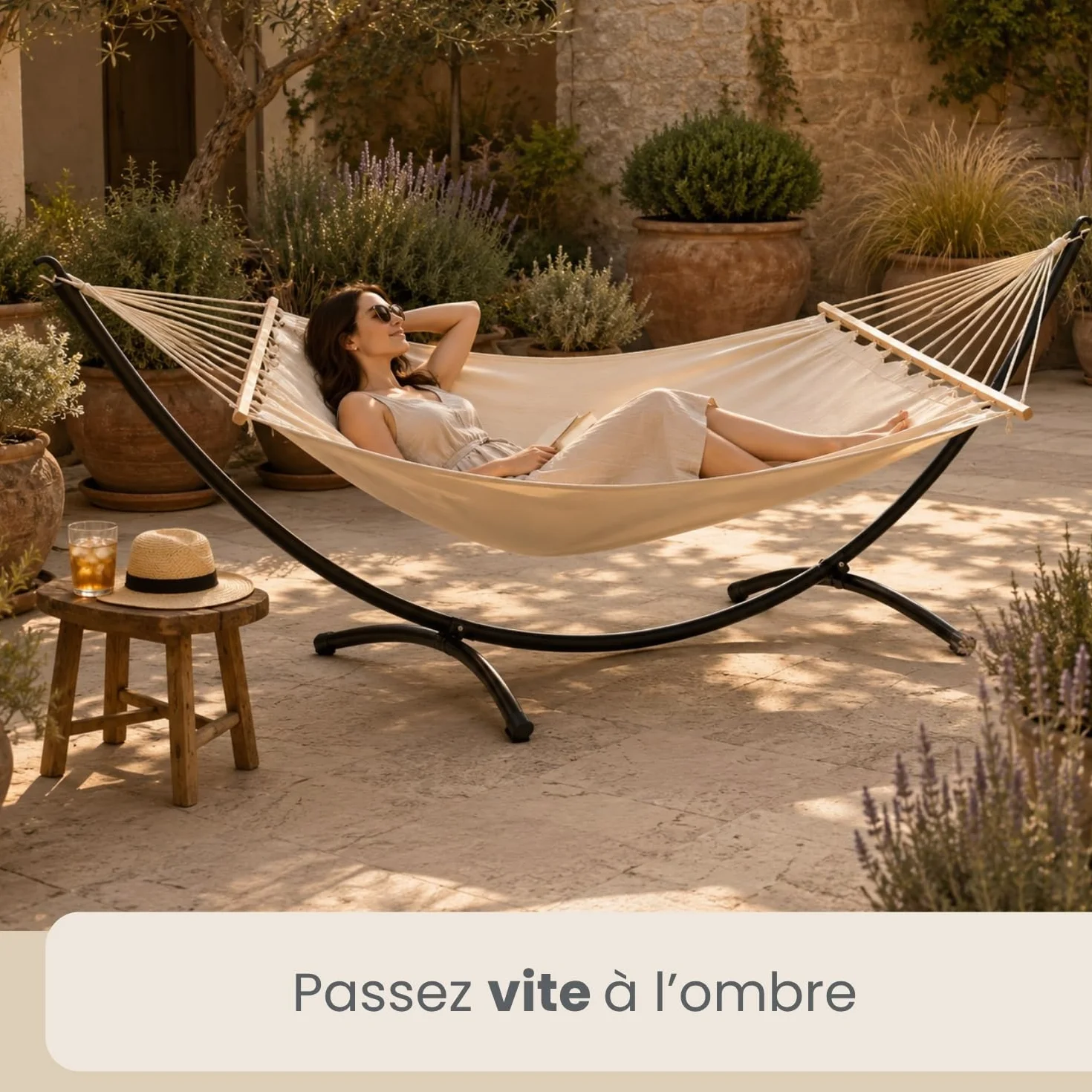 AMANKA Support de Hamac 120kg 300x100 Structure Extérieure Métal Cadre Jardin