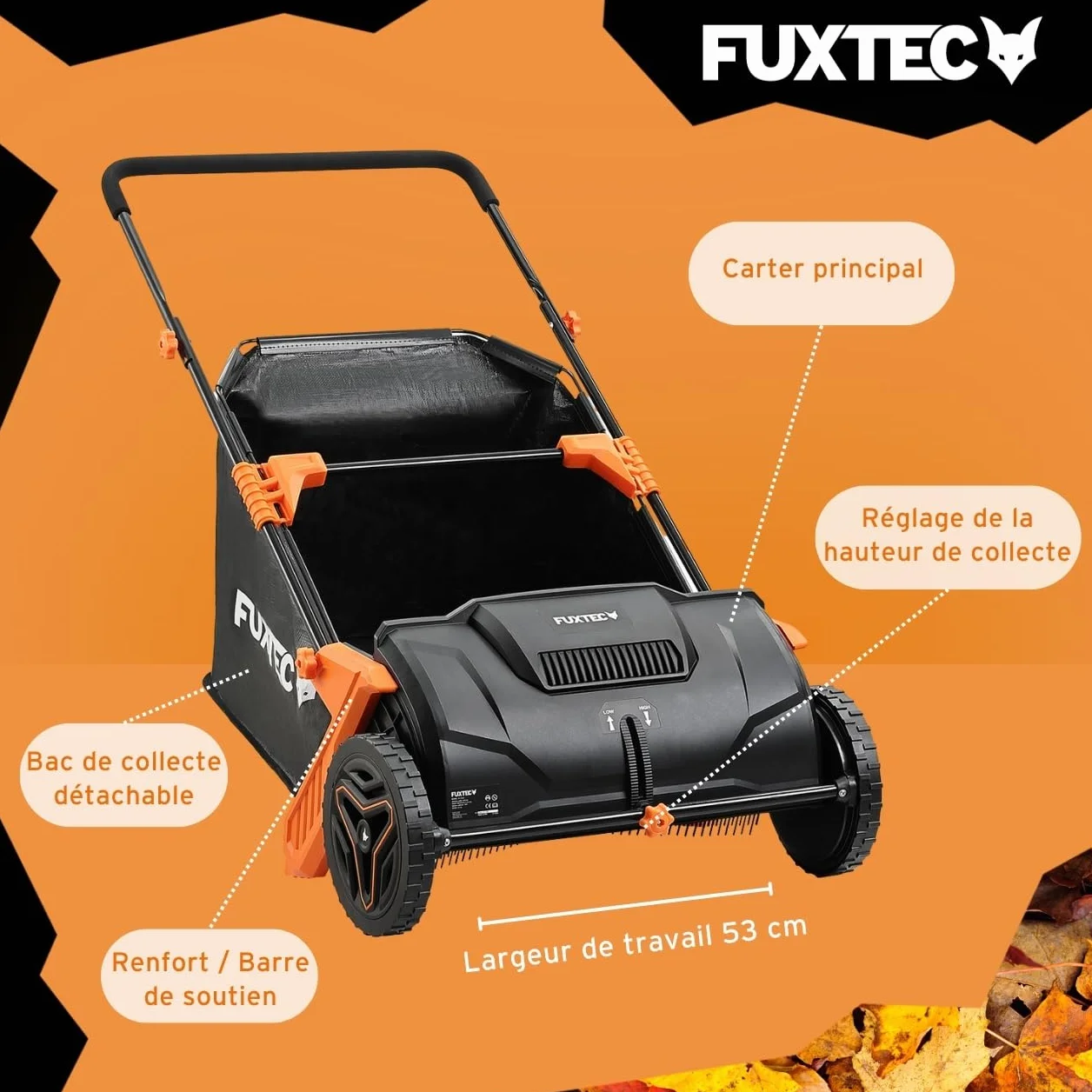 Fuxtec FX-LS52 Ramasseur de Feuilles 530 mm 100L 6,5 Kg
