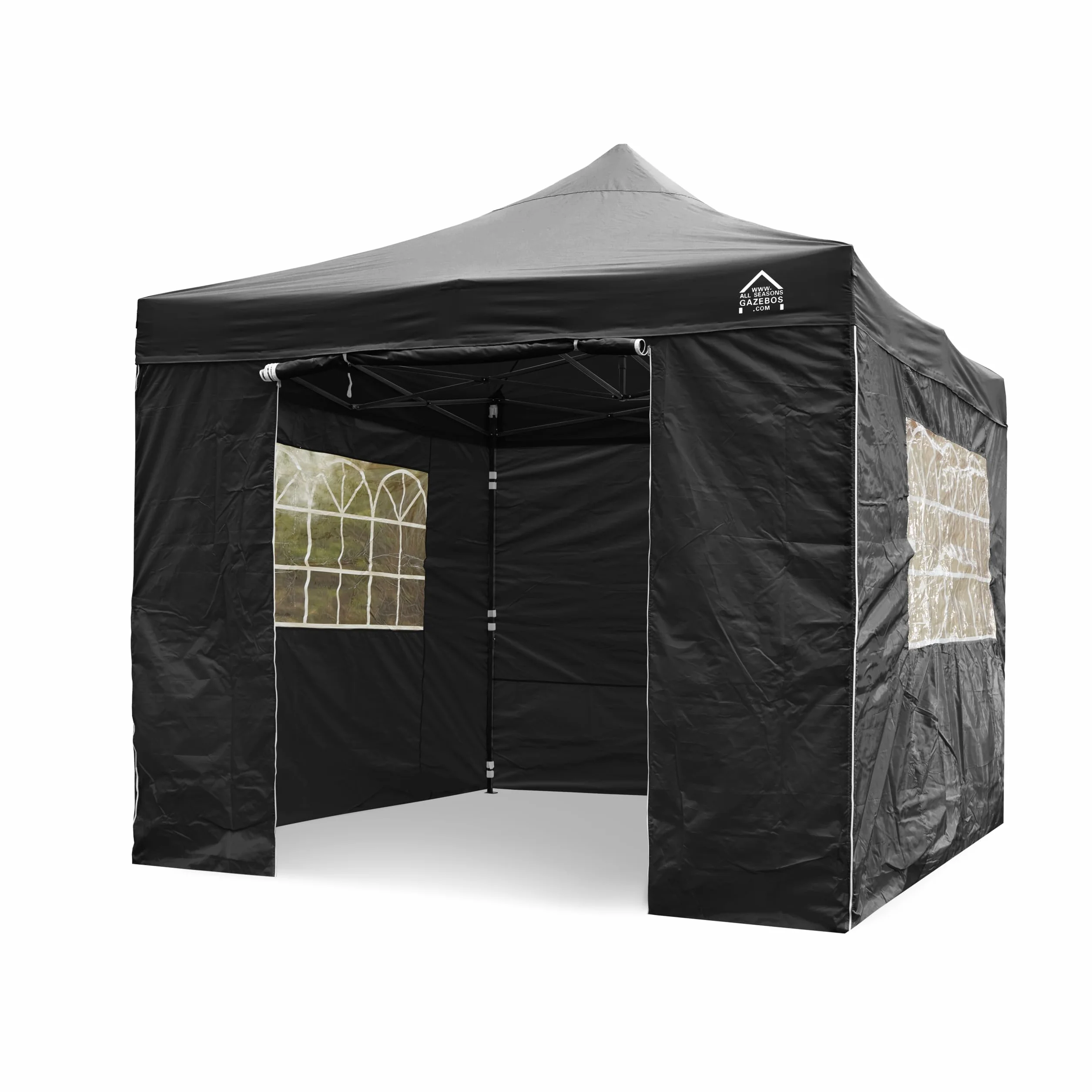 Tonnelle Pop-up 3x3m Imperméable 4 Parois Latérales Noir