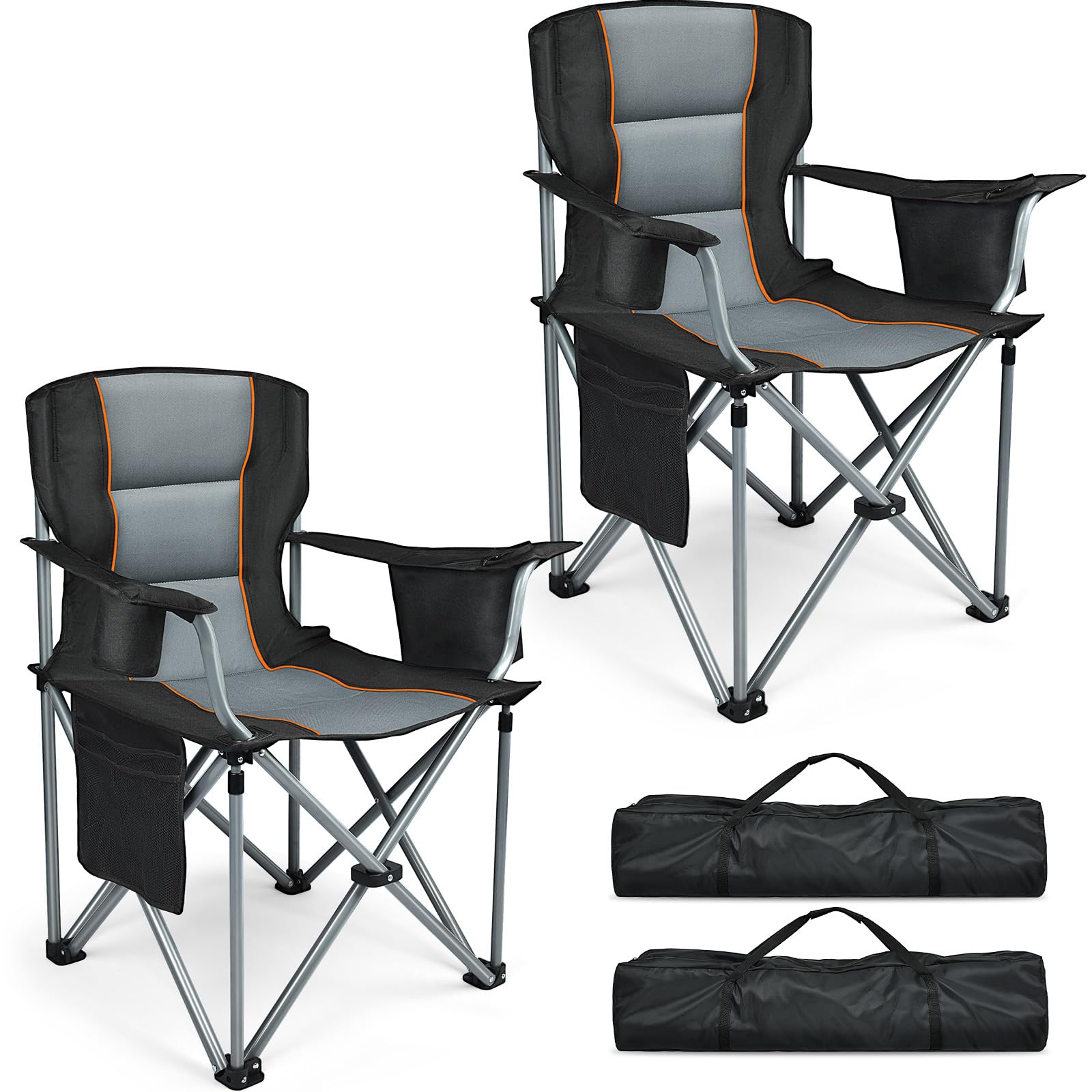 Deluxe Padded Folding Outdoor Chair with Cooler