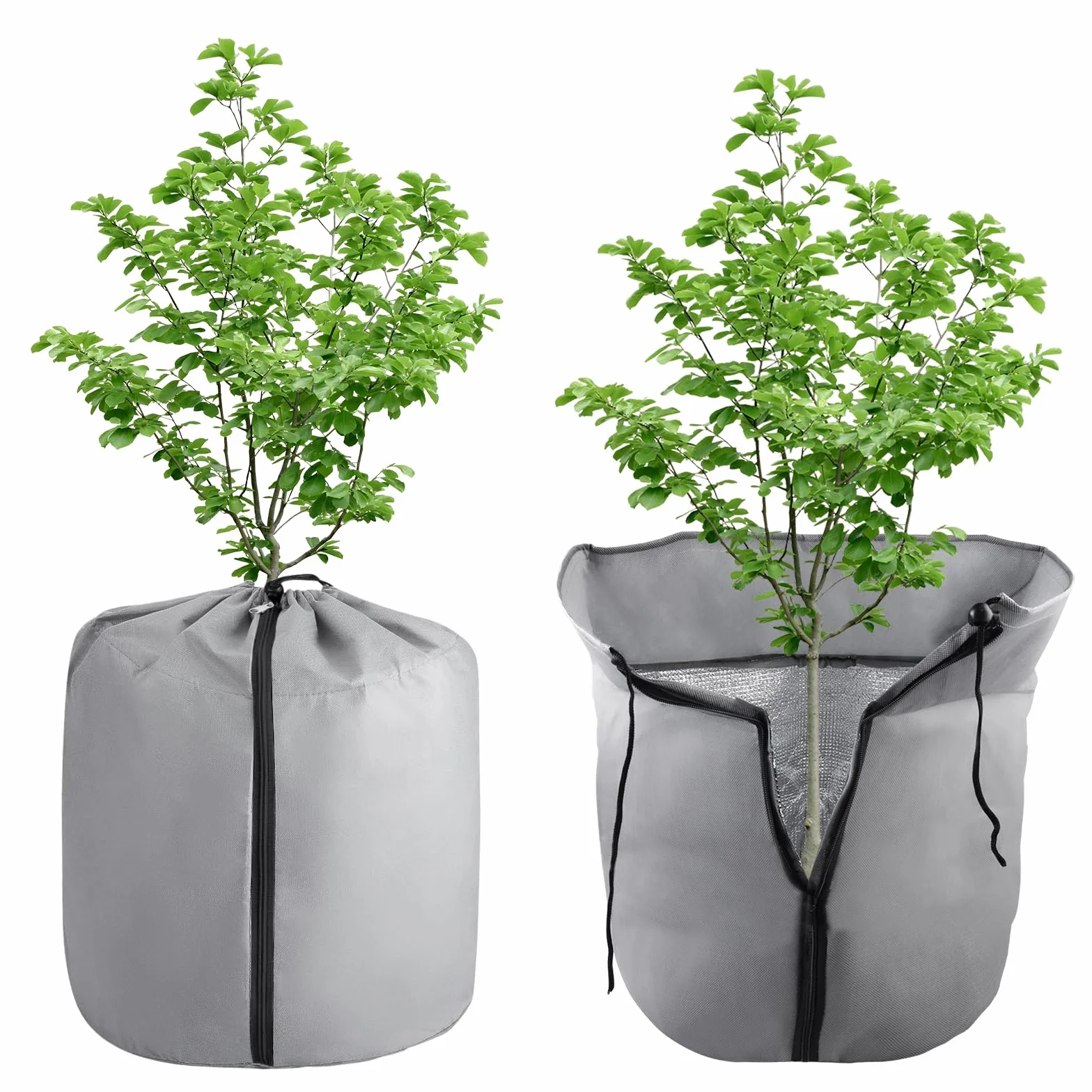 Protection thermique pour plantes 2 pièces 35x40 cm Pots de protection hivernale avec cordon de serrage et fermeture éclair