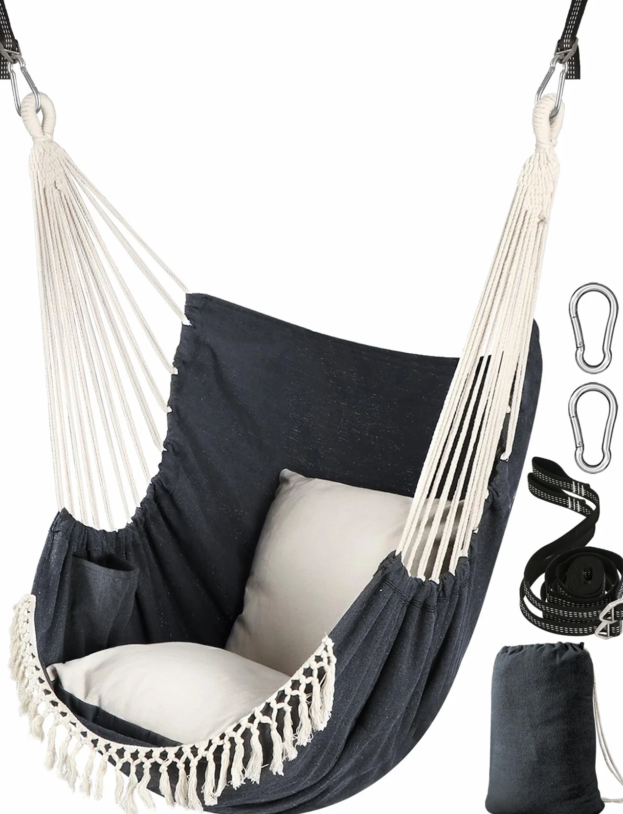 Chihee Sièges Suspendus Chaise suspendue Hamac 2 oreillers Inclus Sangles crochets solides coton doux