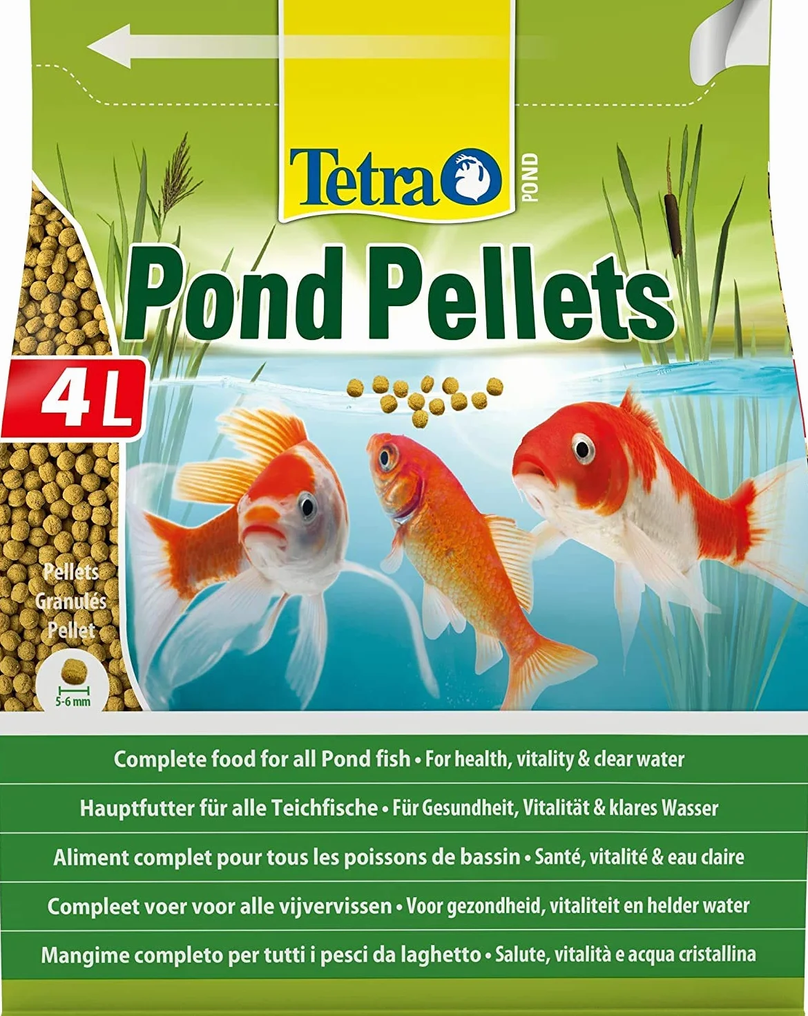 Tetra Pond Pellets 4 L – Alimentation Quotidienne pour Poissons de Bassin – Granules Enrichis en Oligo-éléments, Vitamines, Caroténoïdes