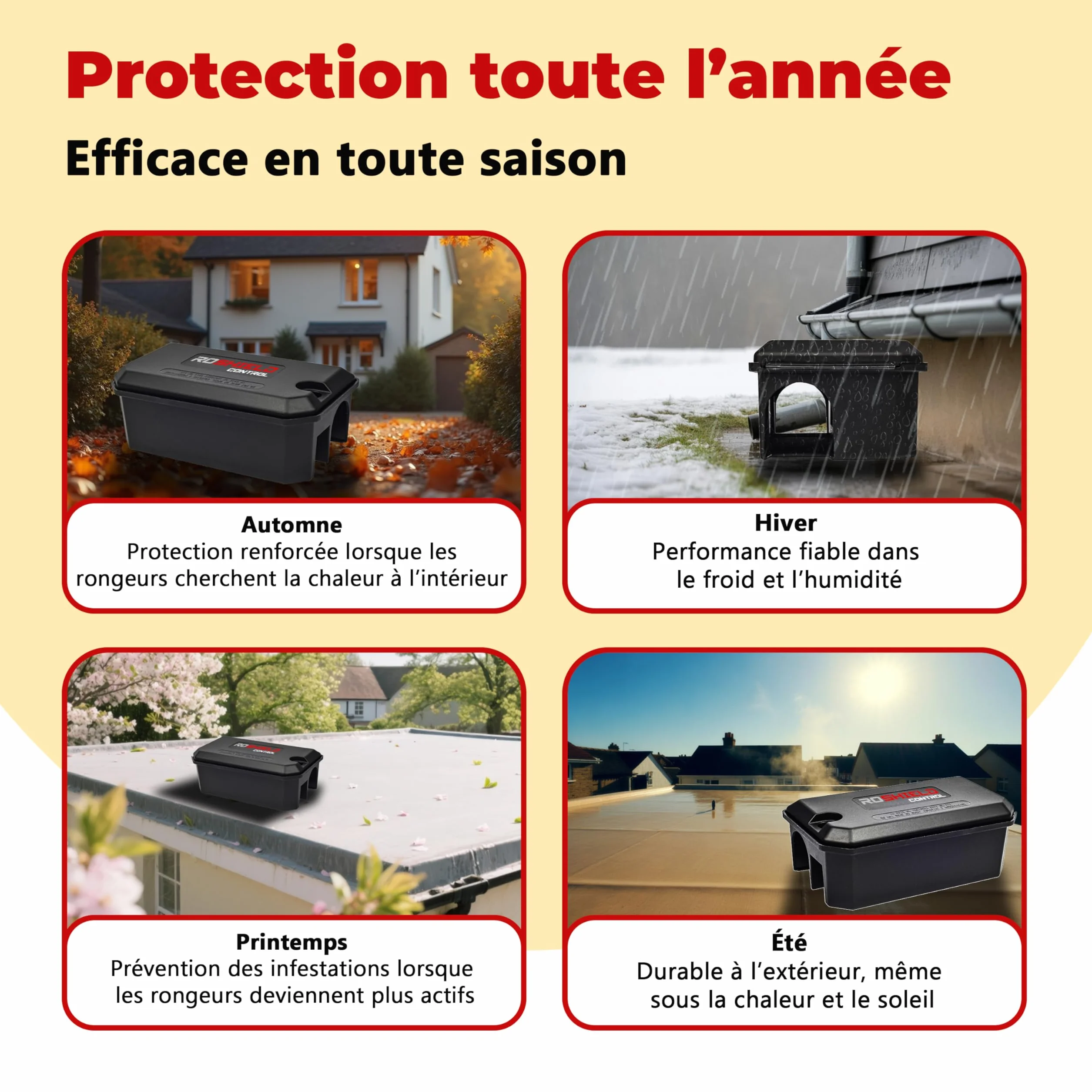 Roshield Lot de 4 Stations d’Appât Inviolables pour Rats et Souris Intérieur Extérieur