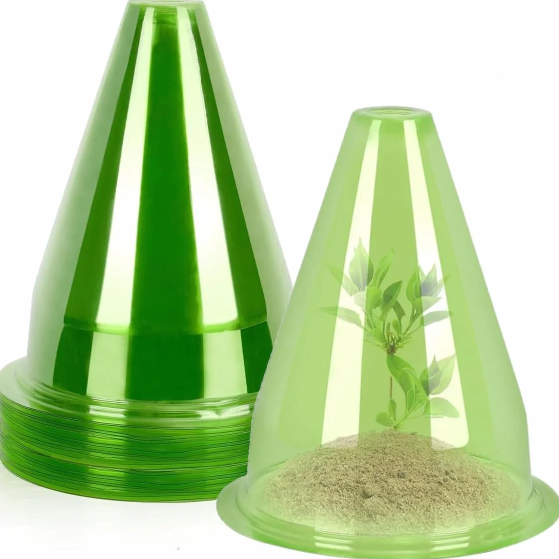 Cloches pour Plantes de Jardin 24 Pièces 24CM x 20CM Couvercle en Plastique Protection Contre Soleil Neige Gel Oiseaux Insectes