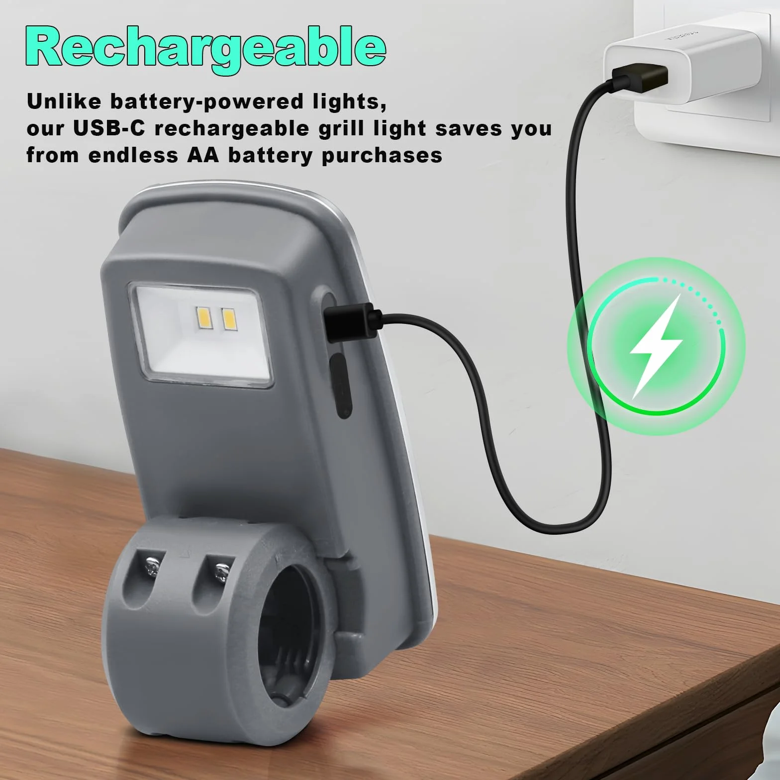 Lampes de barbecue rechargeables pour Weber Genesis Spirit Summit, rotation 360°, 2 perles lumineuses, charge Type C