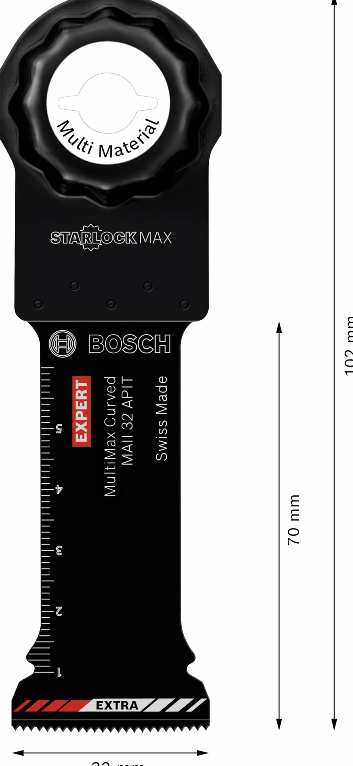 Bosch Accessories 1x Lame pour outil multifonction Expert MultiMax MAII 32 APIT (pour Tôles en acier inoxydable, Largeur 32 mm, Accessoire Outil multifonction)