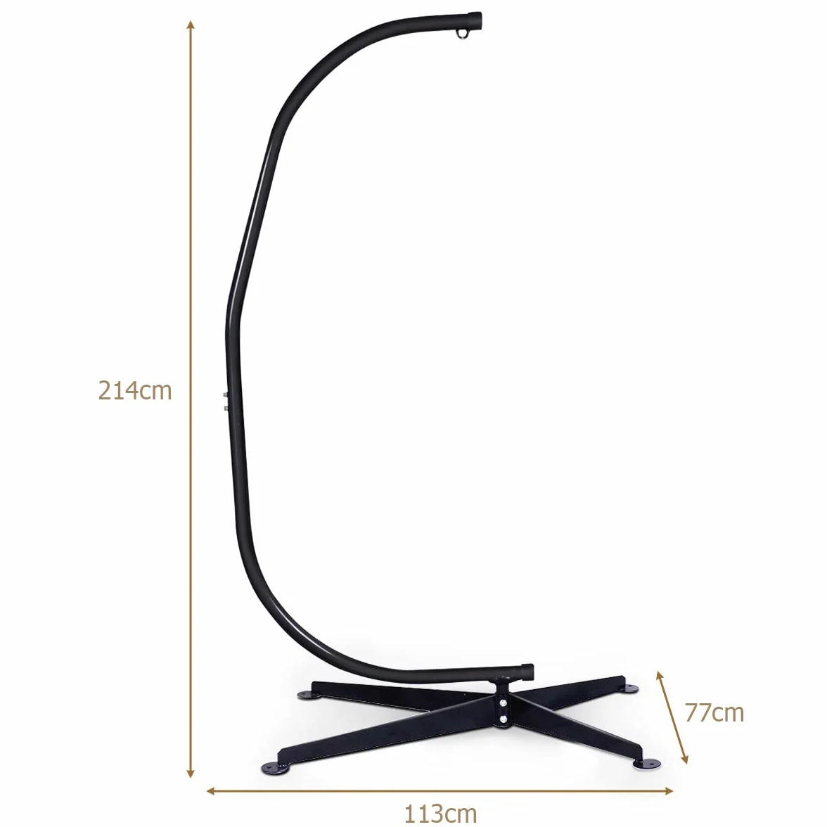 DREAMADE Support de Chaise Hamac Forme C en Acier 150 KG Noir 113 x 77 x 214 CM