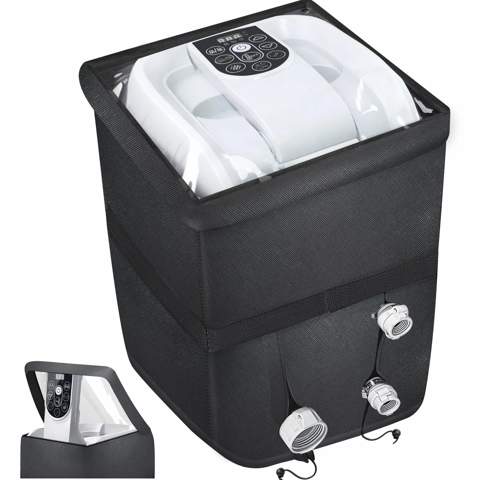 Housse de Pompe de Chauffage Gonflable en Cuir Synthétique avec Fenêtre PVC Transparent