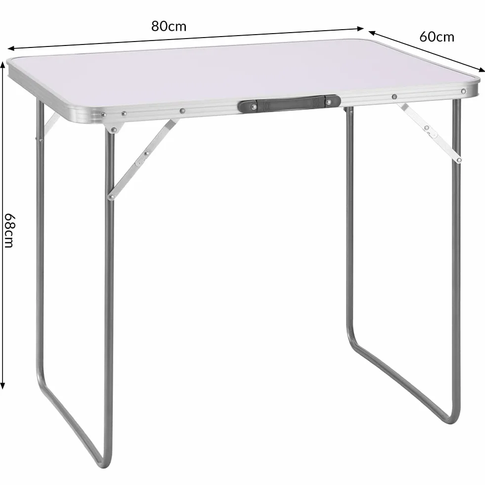 BAKAJI Table de Camping Pliante Aluminium 60x80x68 cm Pique-Nique Jardin Plein Air