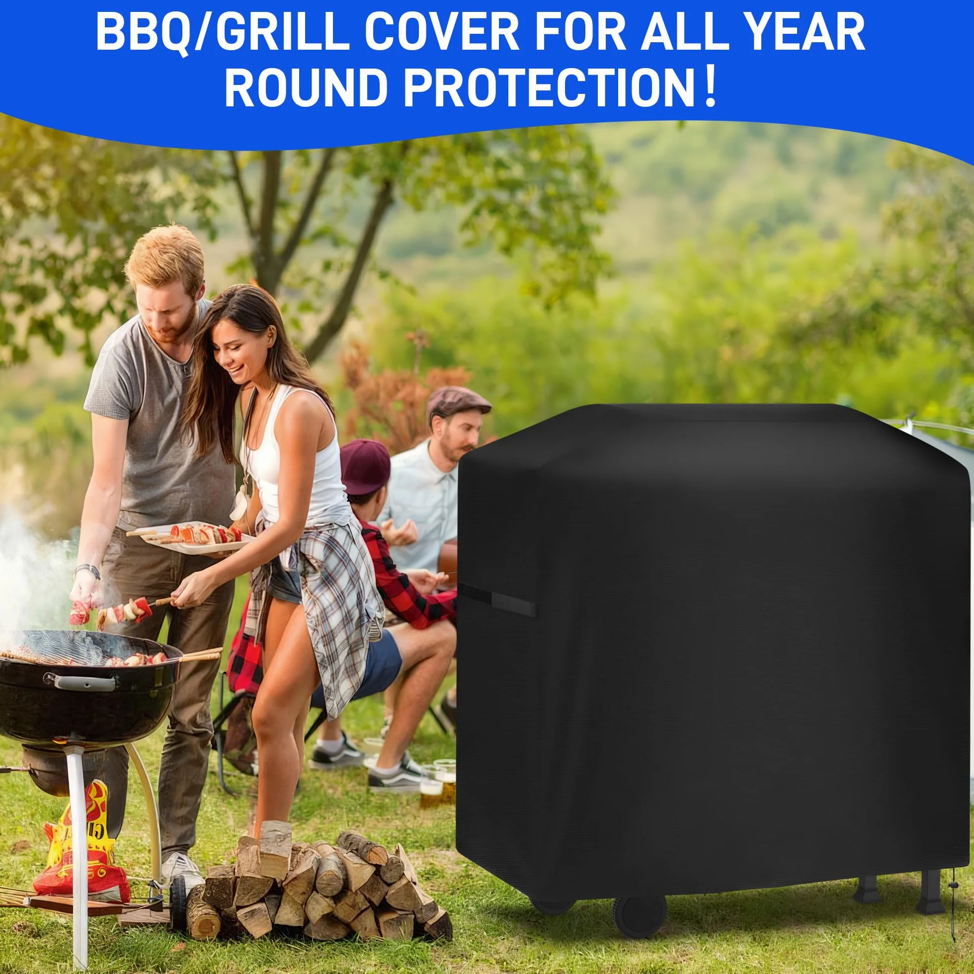 Housse Plancha Exterieur Imperméable 420D Oxford Anti-UV Barbecue Gaz avec Sac de Rangement 117x66x117cm