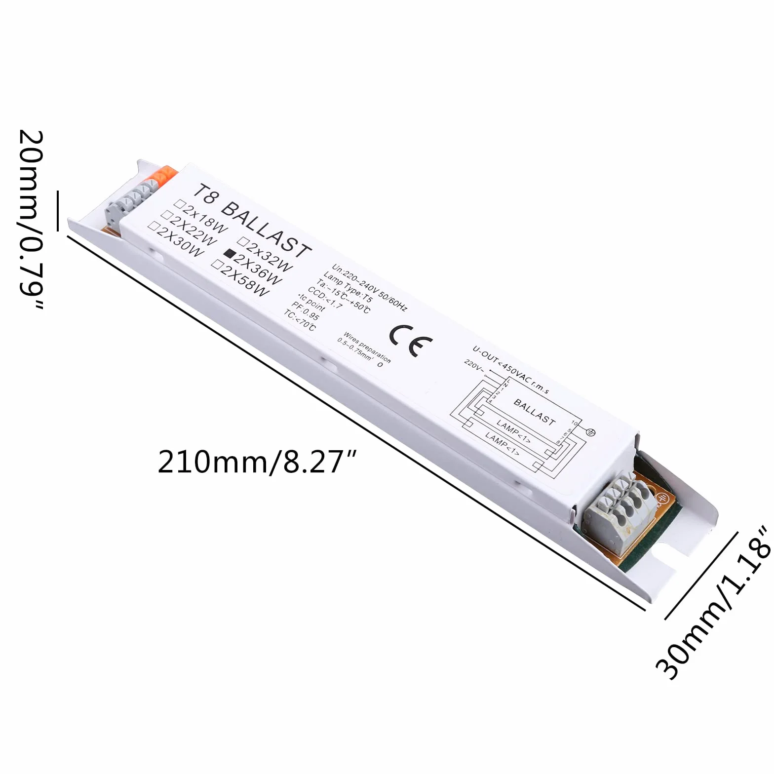 220-240V AC 2x36W Large Tension T8 Ballast Électronique Lampe Fluorescente Ballasts Ballasts Électroniques