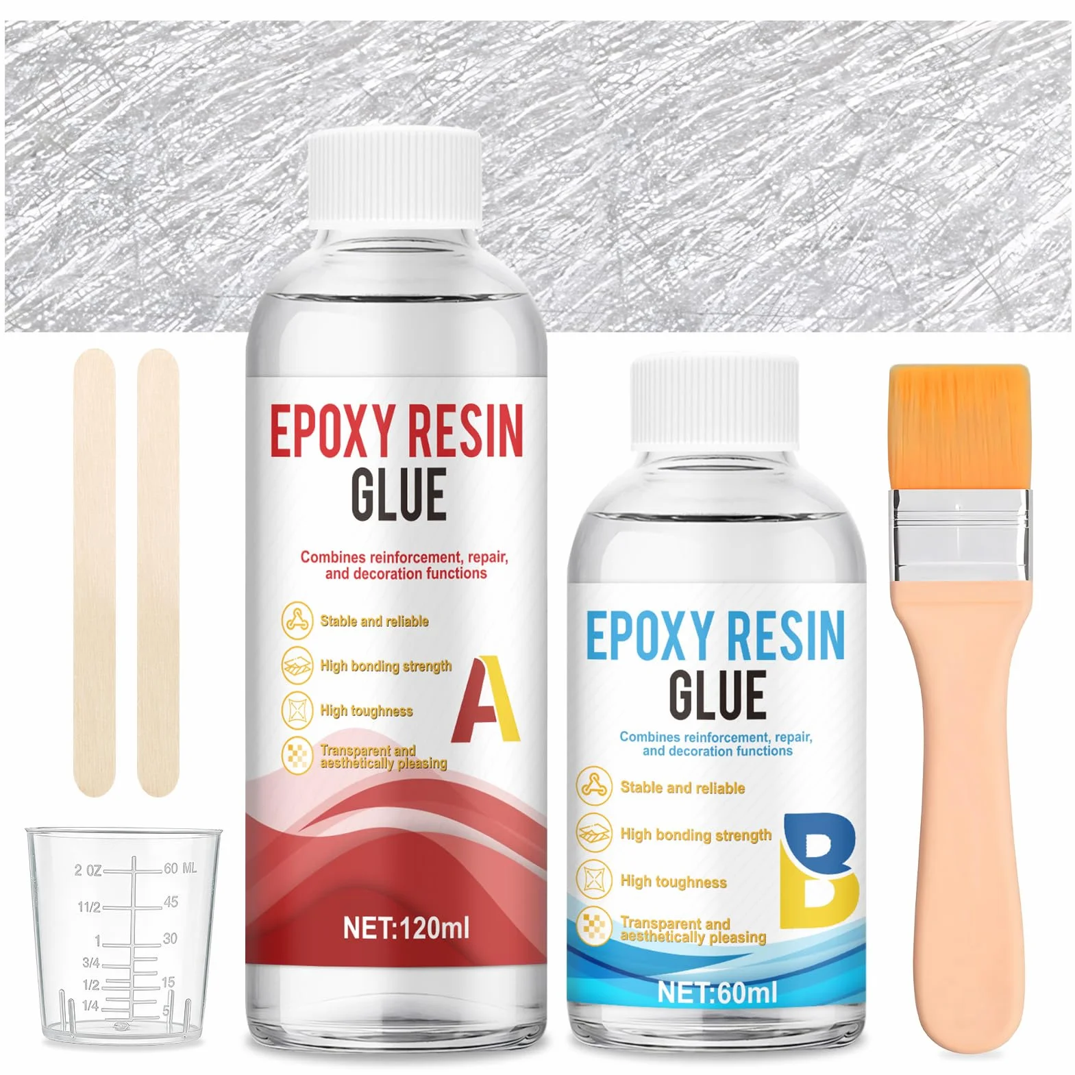 Fibre de Verre Résine Époxy, Fibre de Verre Carrosserie, Résine Polyester + 1m² Tapis en fibre verre 300g,Kit Reparation Fibres de Verre pour Automobiles,Bateaux, Planche de Surf et Anderen